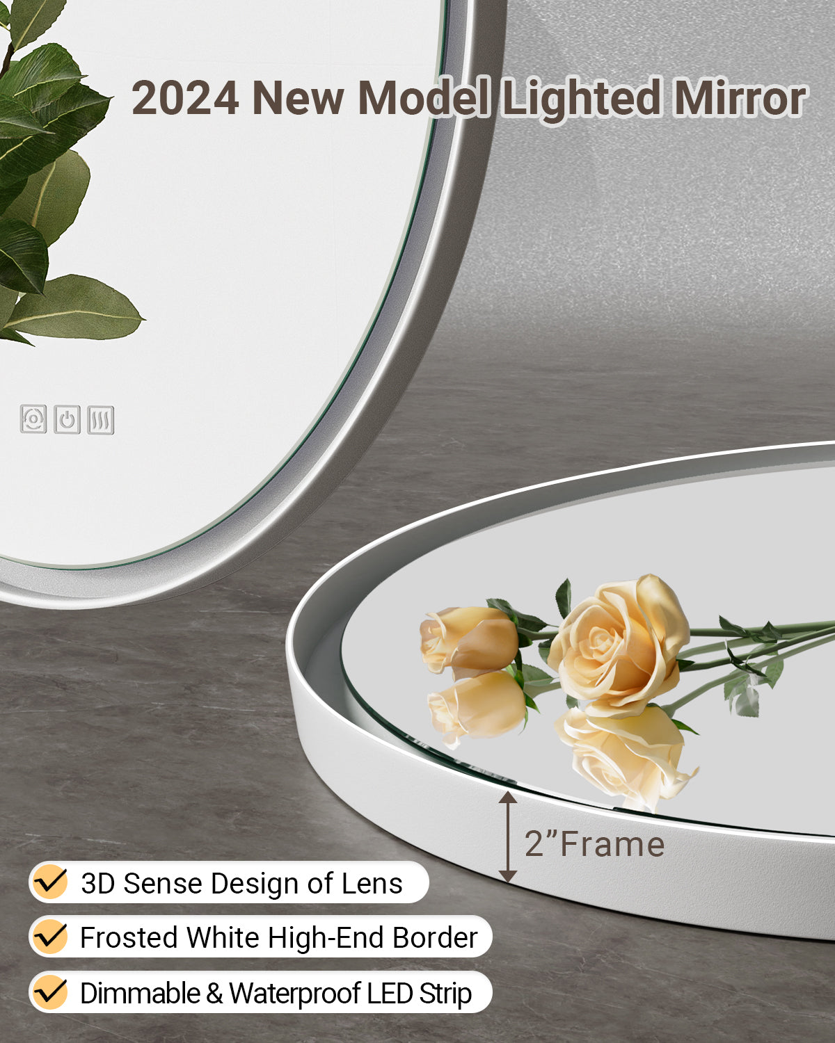 ArcLuxe 24x36'' Oval LED Bathroom Mirror