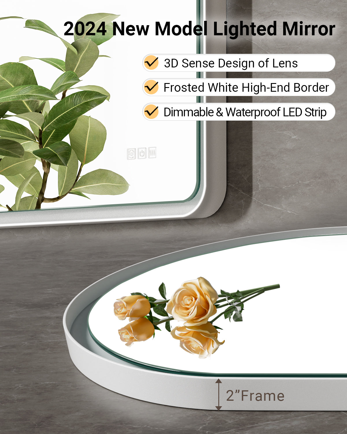 ArcLuxe 40x30'' Arched LED Bathroom Mirror