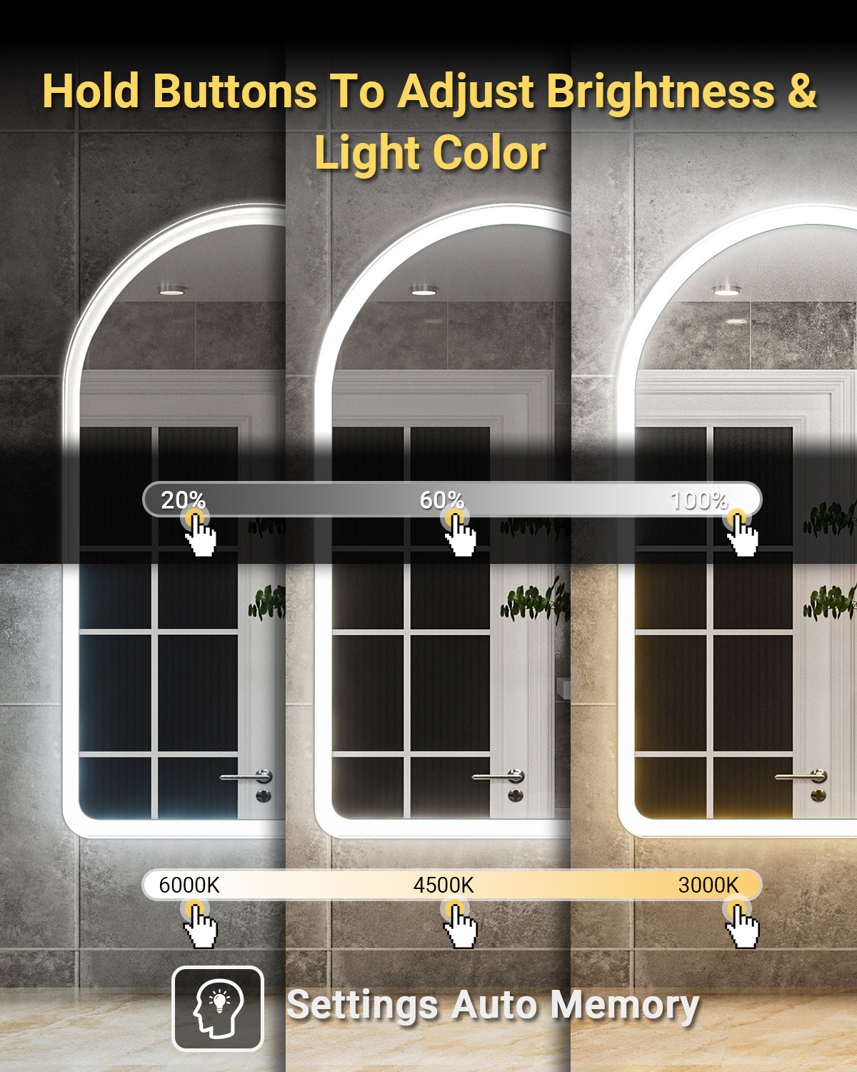 ArcLuxe 40x30'' Arched LED Bathroom Mirror