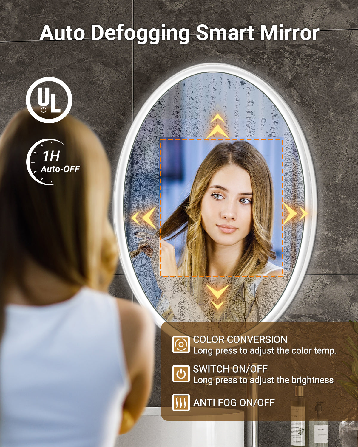 ArcLuxe 24x36'' Oval LED Bathroom Mirror