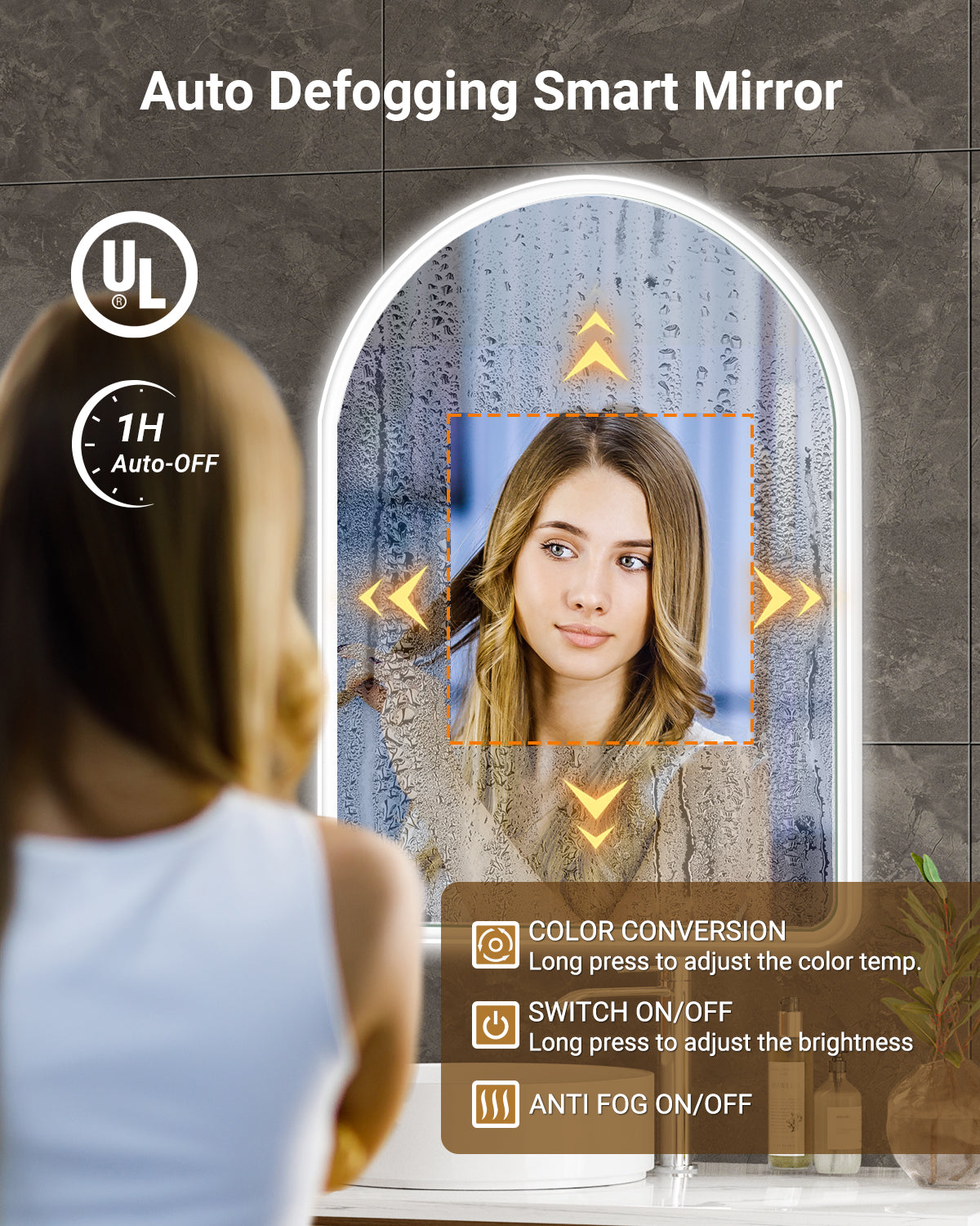 ArcLuxe 40x30'' Arched LED Bathroom Mirror