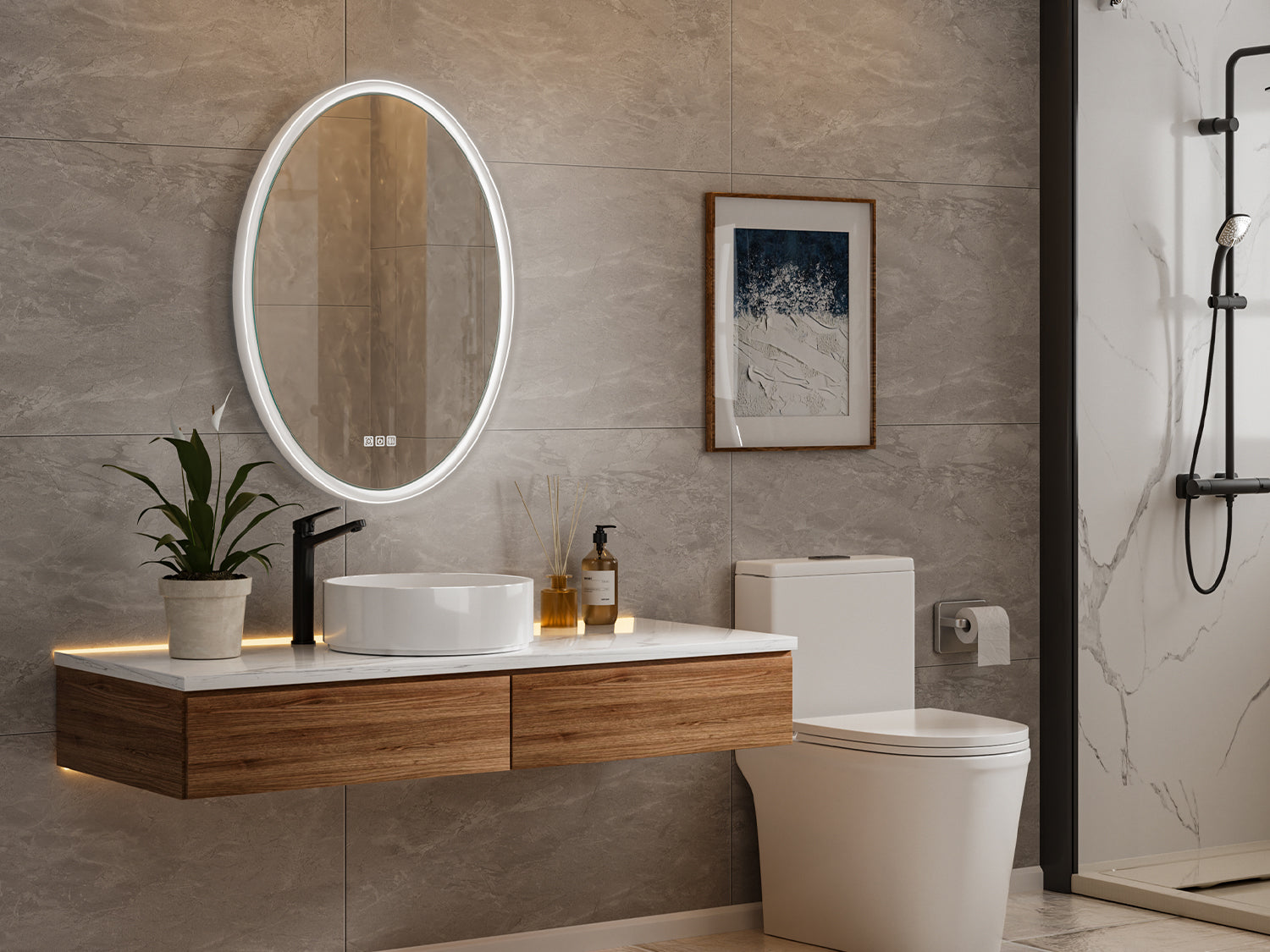 ArcLuxe 24x36'' Oval LED Bathroom Mirror