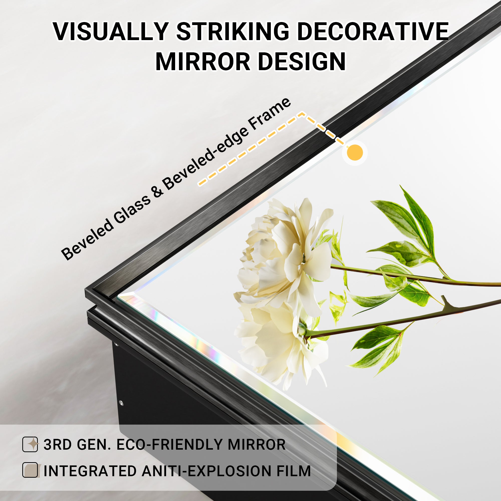 72x30'' Matte Black Framed Beveled Mirror Medicine Cabinet with Adjustable Glass Shelving