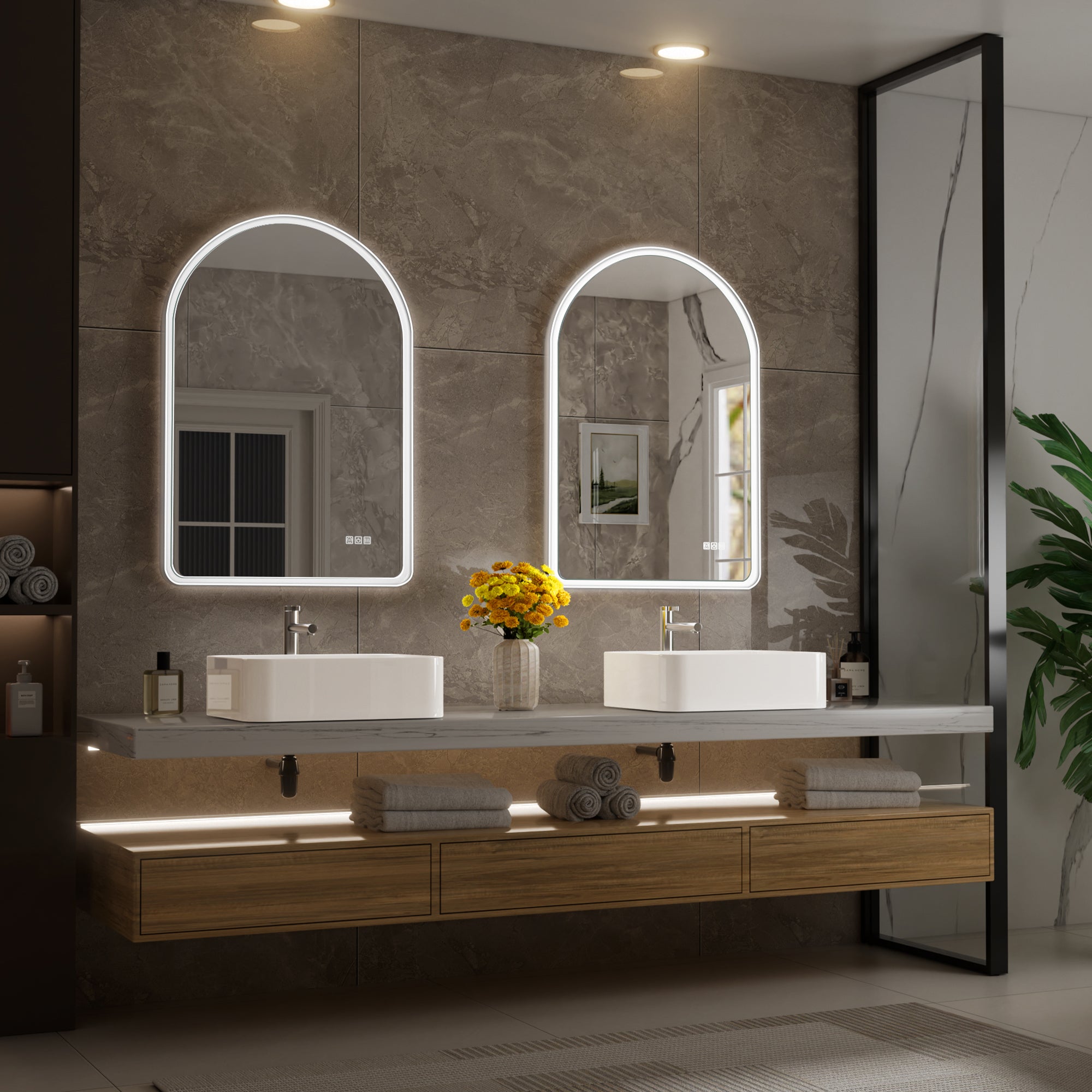 ArcLuxe 22x30'' Arched LED Bathroom Mirror
