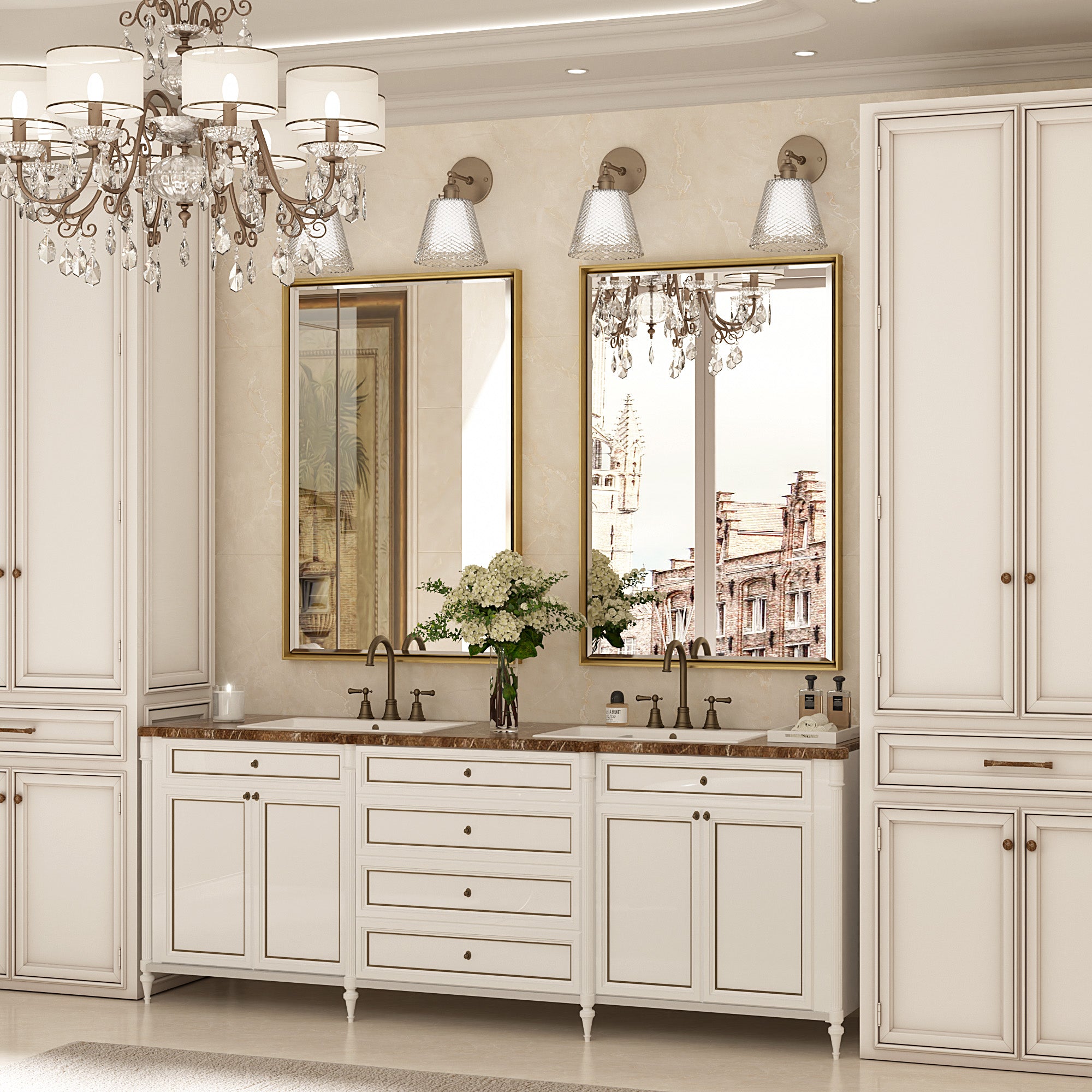 Lusso Beveled Rectangle Bathroom Mirror | 24" x 36" Large Metal Framed Wall Mirror for Double Vanity