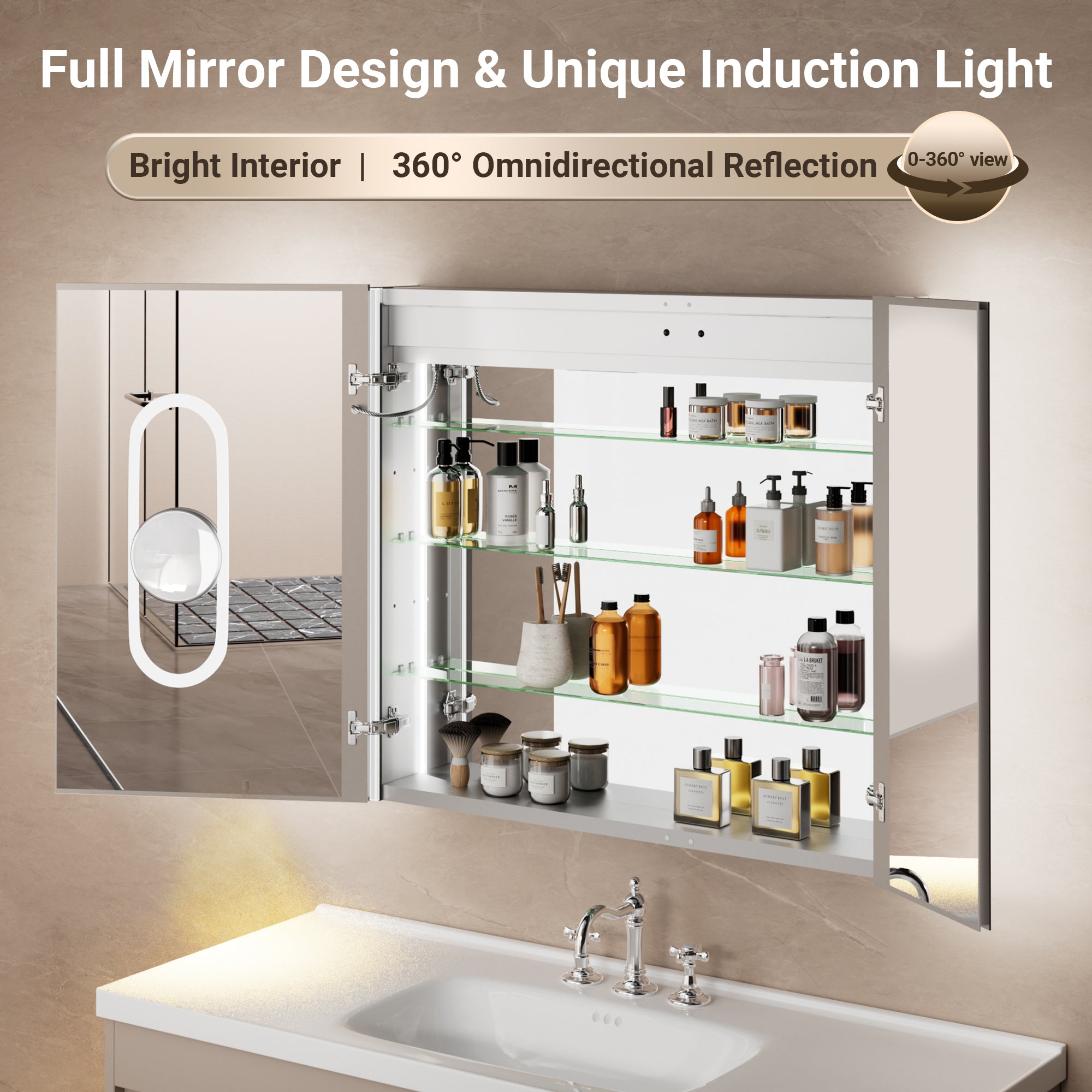Auralux Pro 36x32'' LED Lighted Medicine Cabinet Mirror
