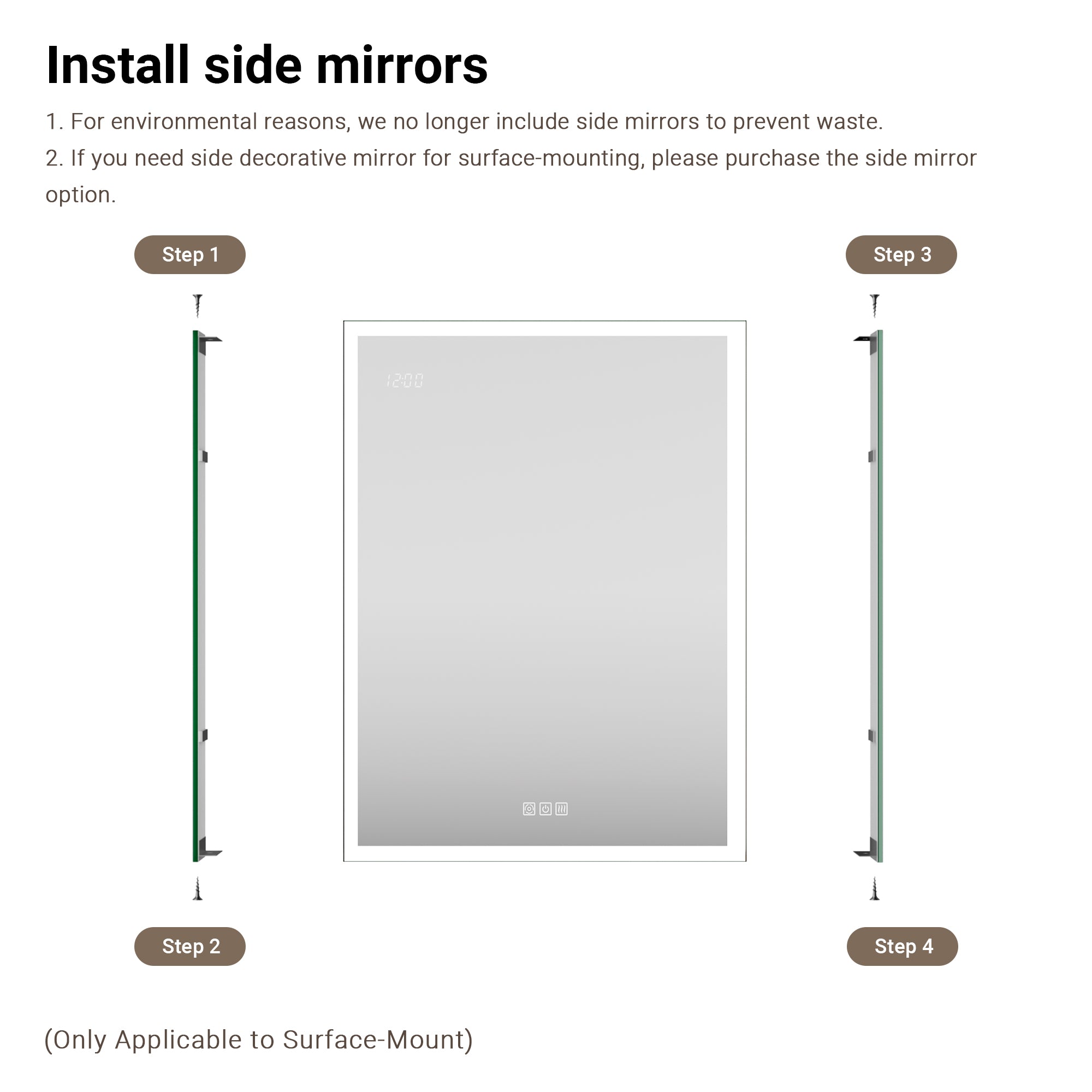 Auralux Pro 24x32'' LED Lighted Medicine Cabinet Mirror Left Hinge