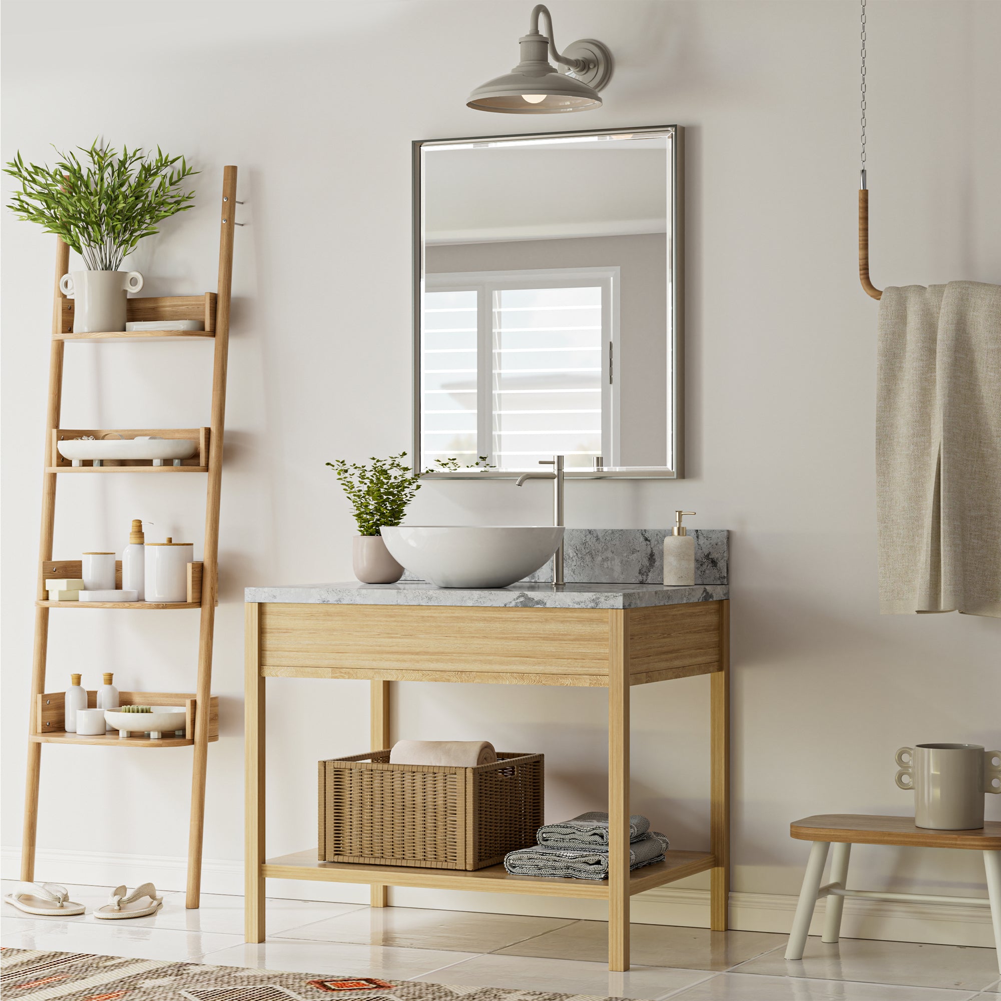 Lusso Beveled Rectangle Bathroom Mirror | 30" x 36" Large Metal Framed Wall Mirror for Double Vanity