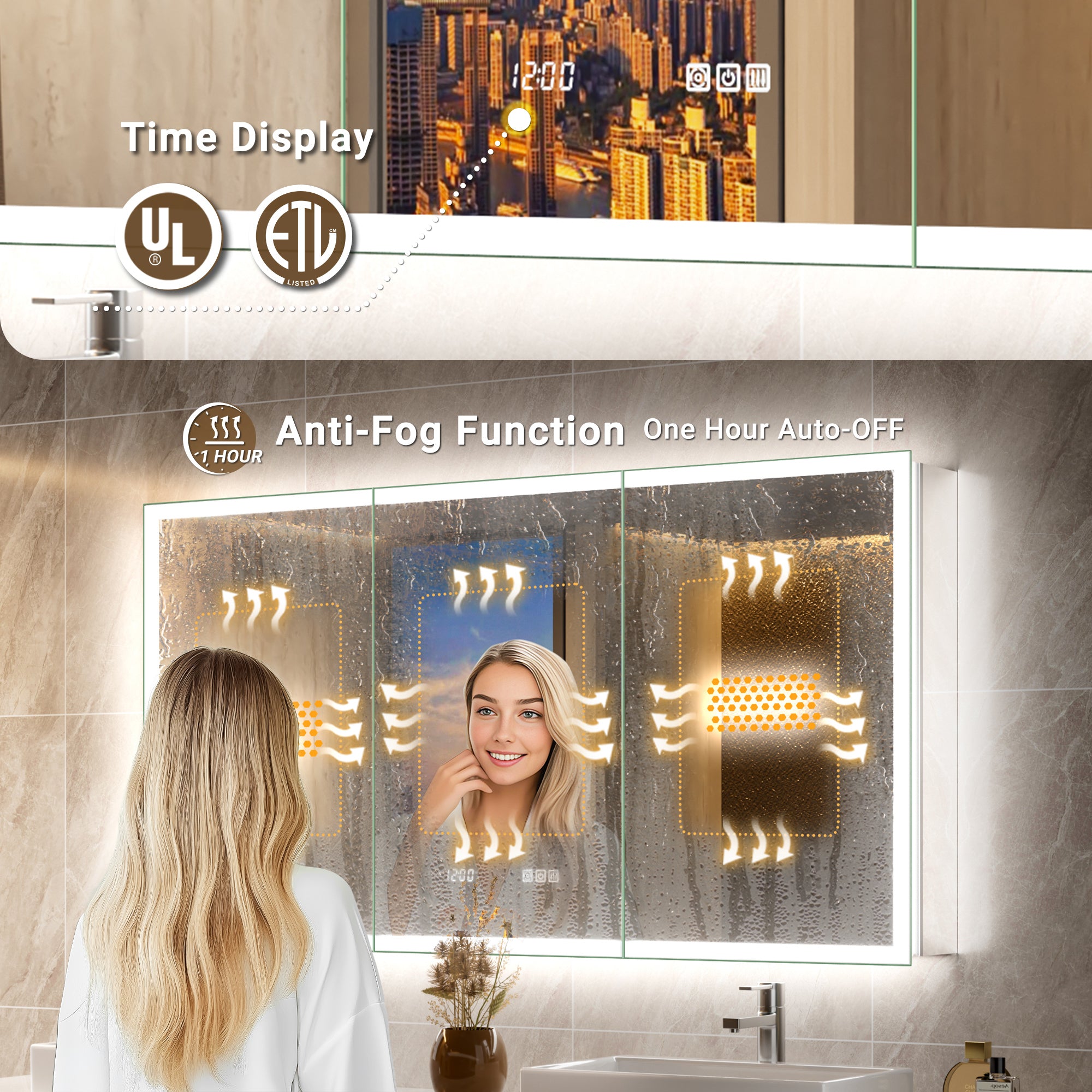 LumiGlow 48x30'' Front & Backlit Lighted LED Medicine Cabinet Mirror