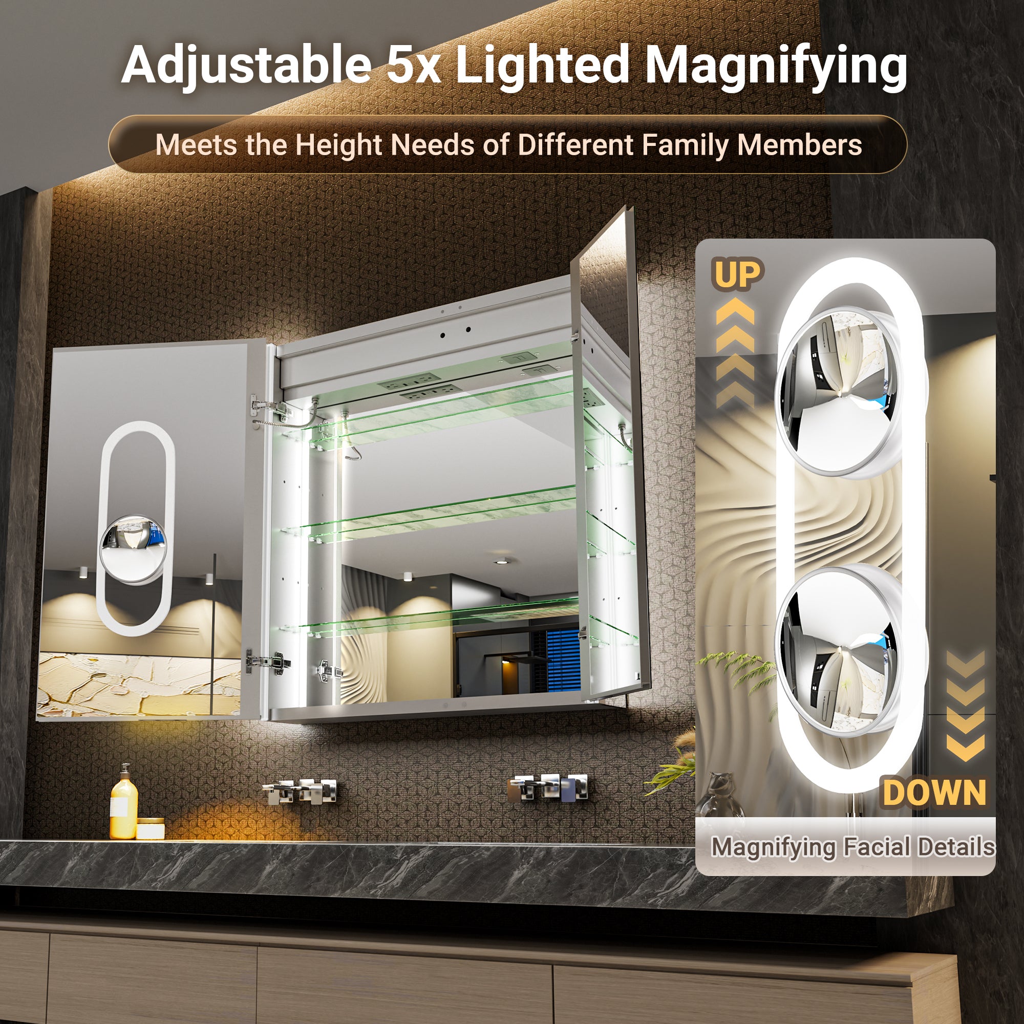 Auralux Pro 24x32'' LED Lighted Medicine Cabinet Mirror Right Hinge