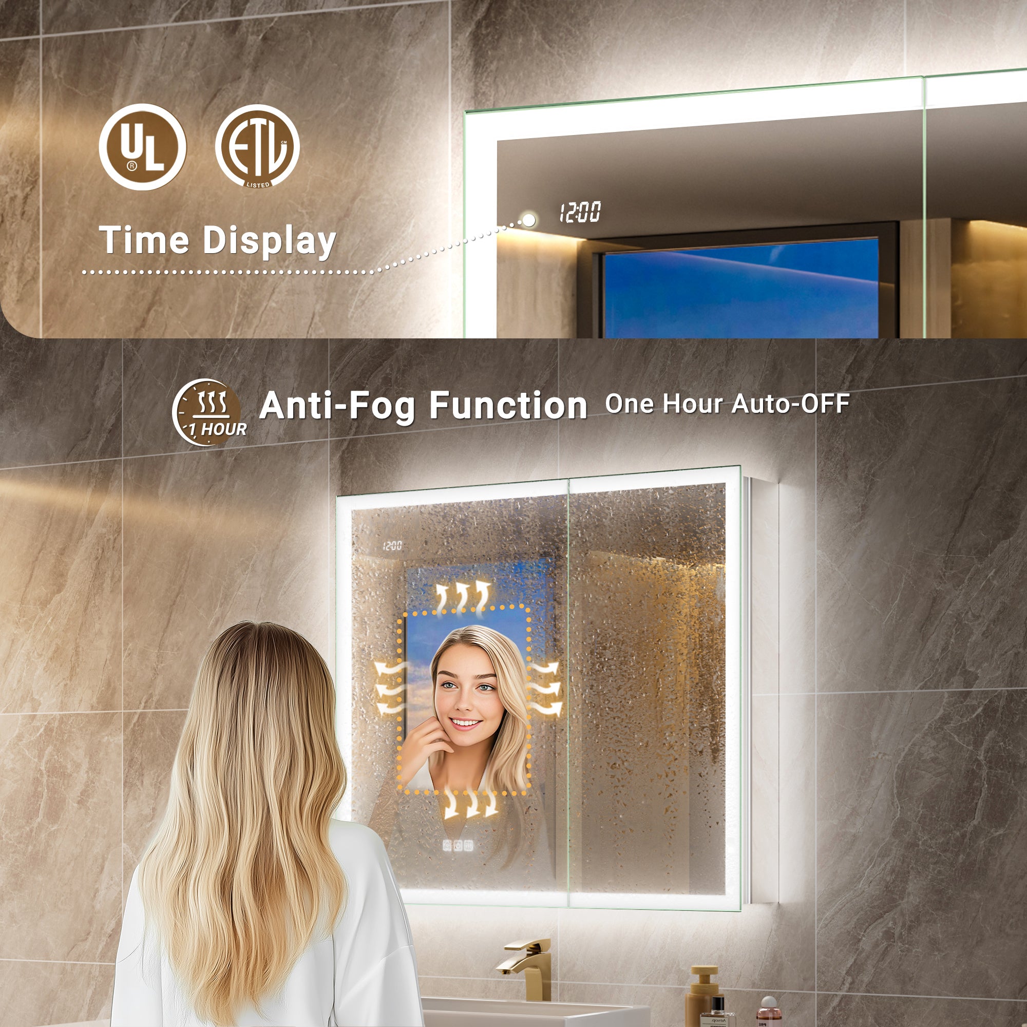 LumiGlow 36x30'' Front & Backlit Lighted LED Medicine Cabinet Mirror