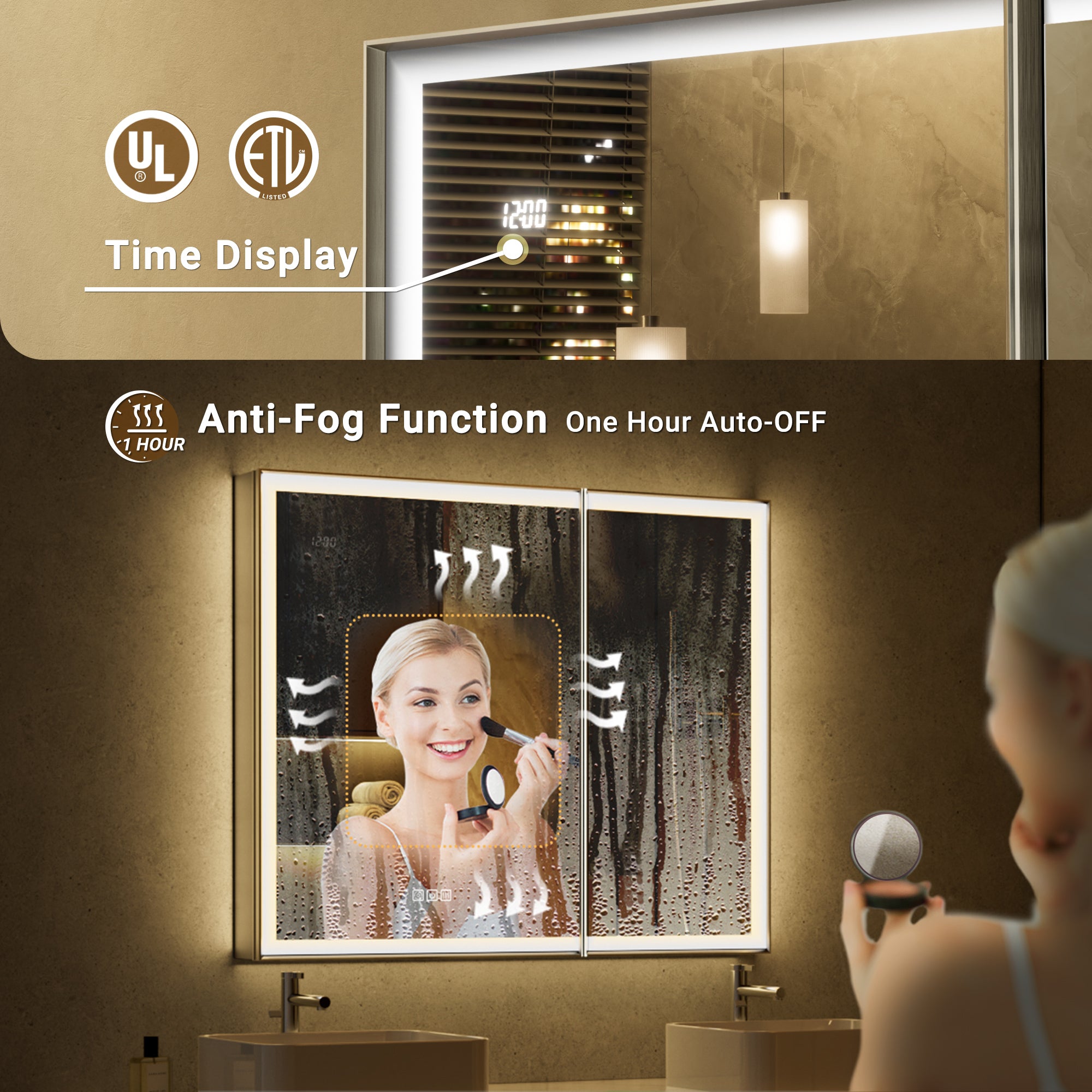 LumiEdge 24x32'' Beveled Nickel-Framed LED Medicine Cabinet – Left Hinge