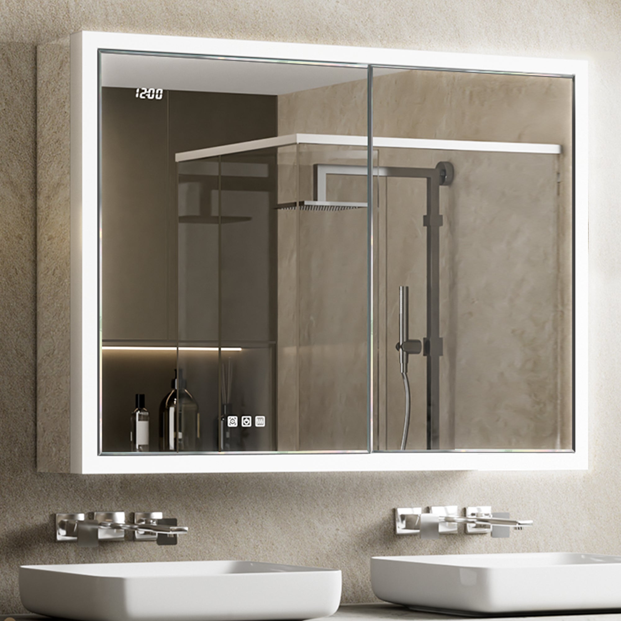 Apex 40x30'' Intelligent Anti-Fog LED Medicine Cabinet