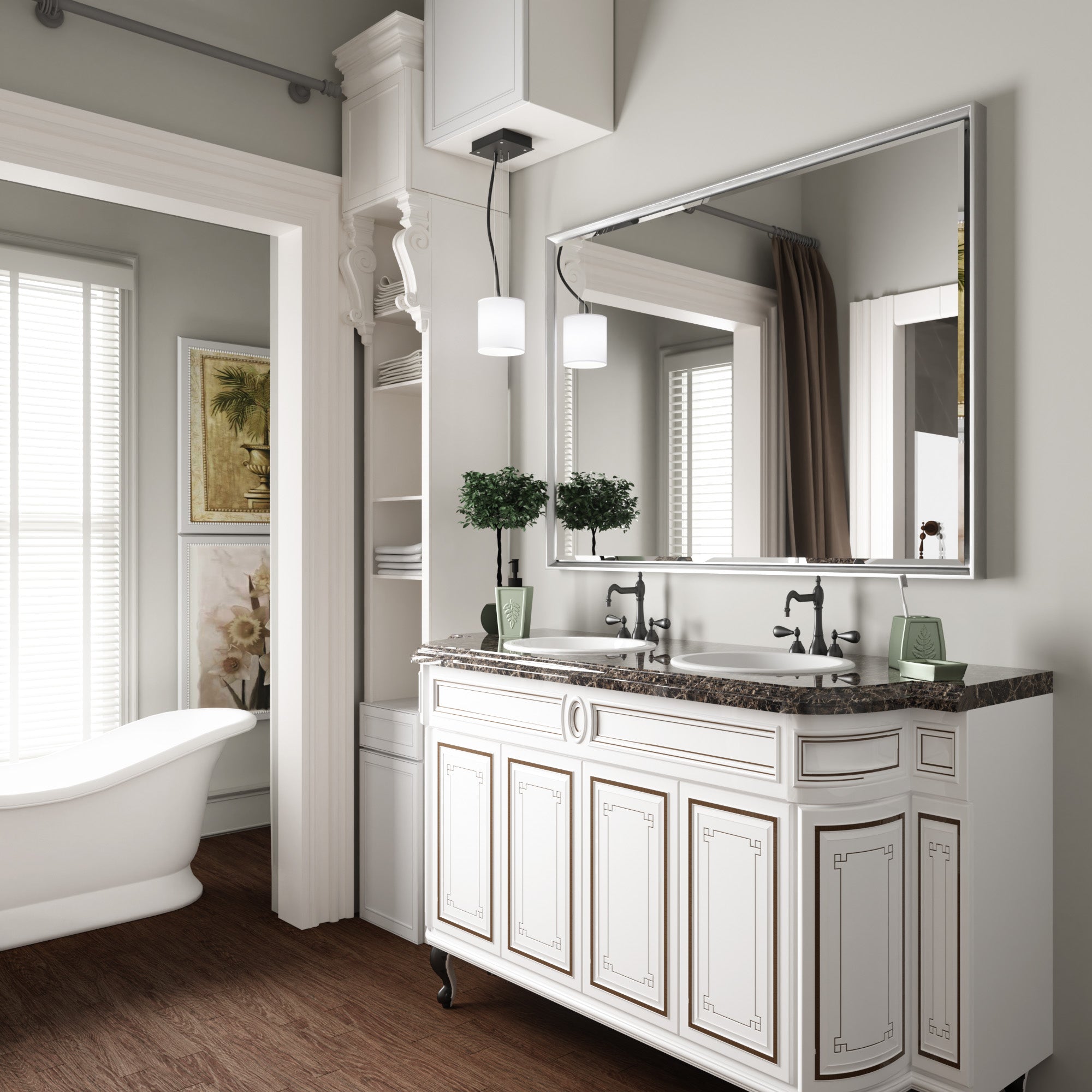 Lusso Beveled Rectangle Bathroom Mirror | 40" x 30" Large Metal Framed Wall Mirror for Double Vanity