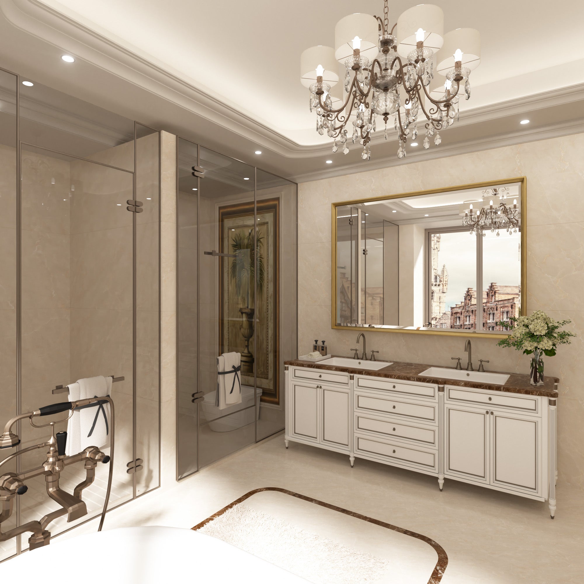 Lusso Beveled Rectangle Bathroom Mirror | 40" x 30" Large Metal Framed Wall Mirror for Double Vanity