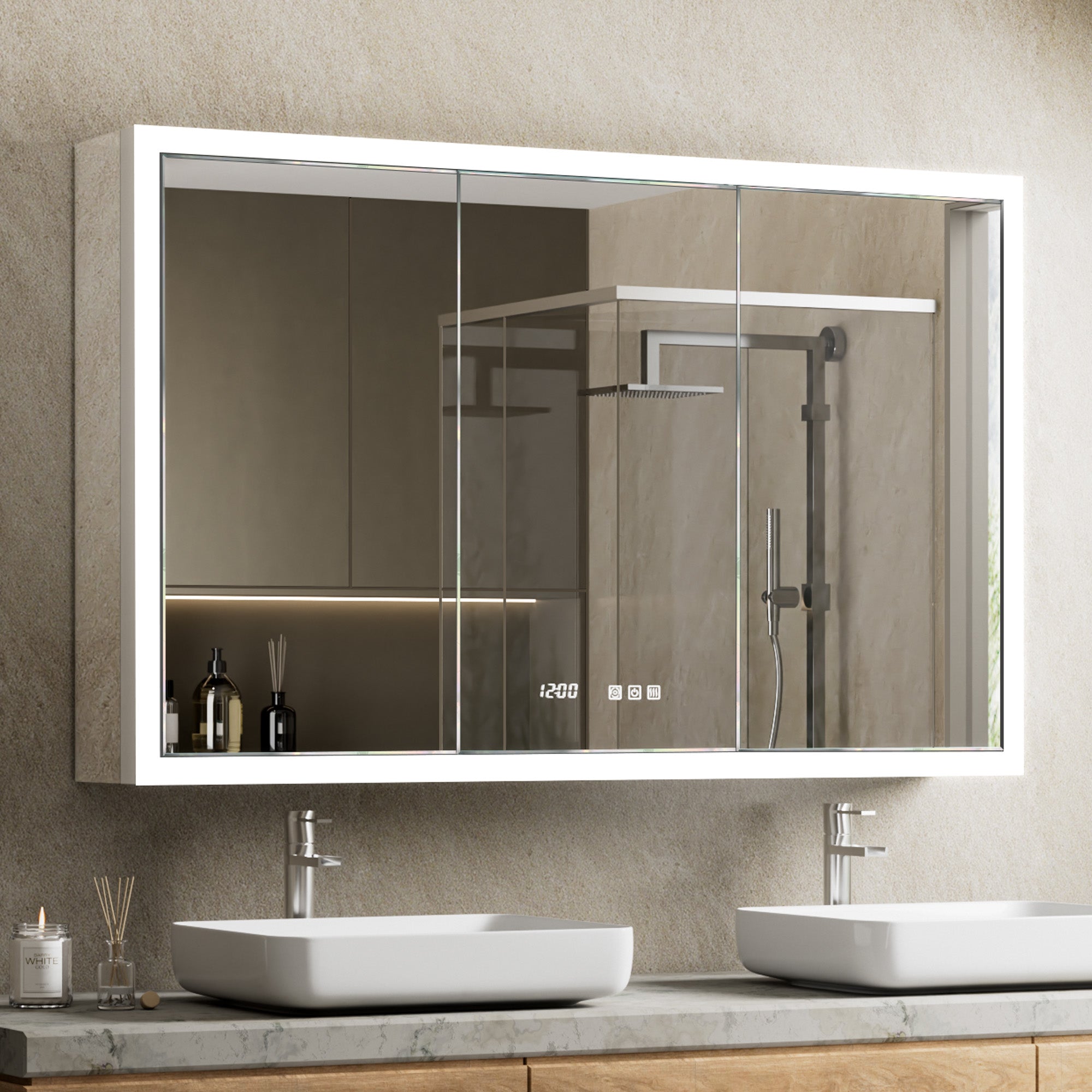 Apex 48x30'' Intelligent Anti-Fog LED Medicine Cabinet