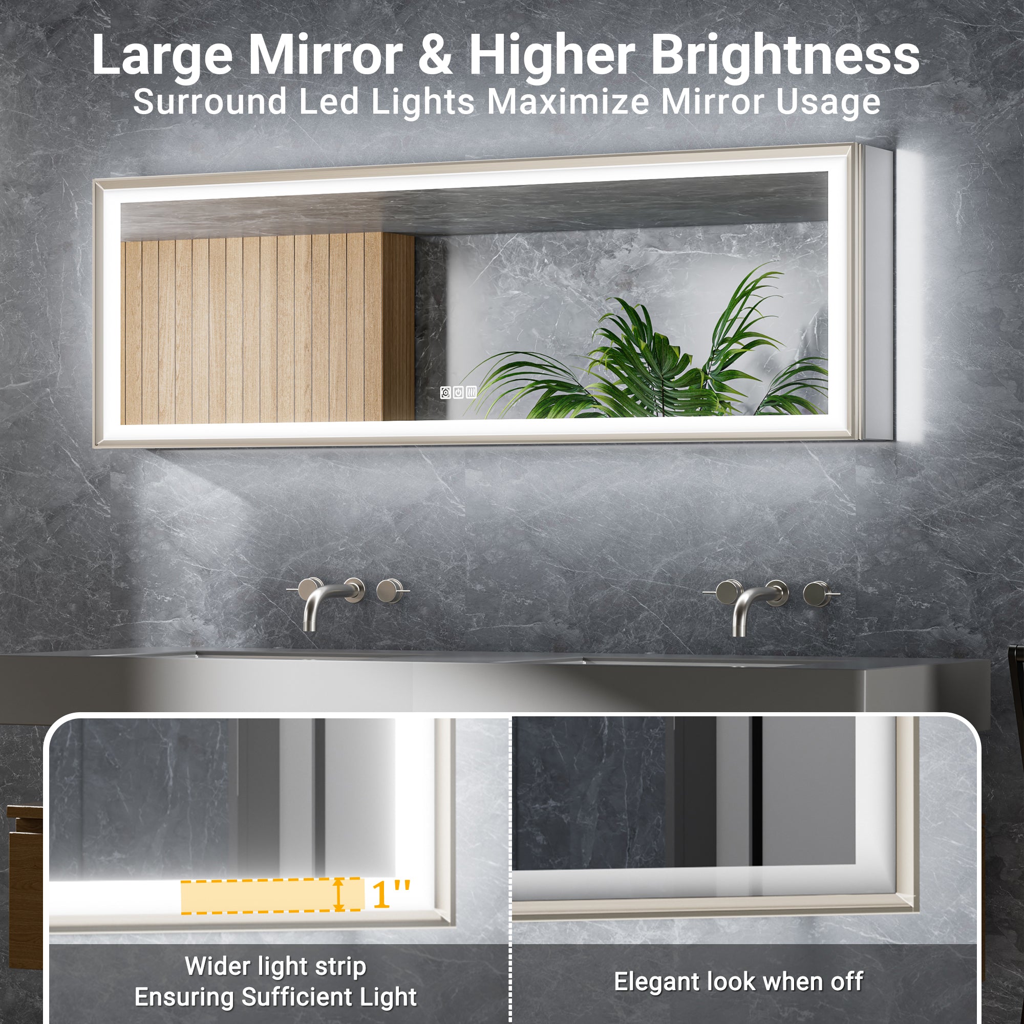 60"×20" Tall LED Medicine Cabinet with Mirror – Outlet & Sensor Inner Light