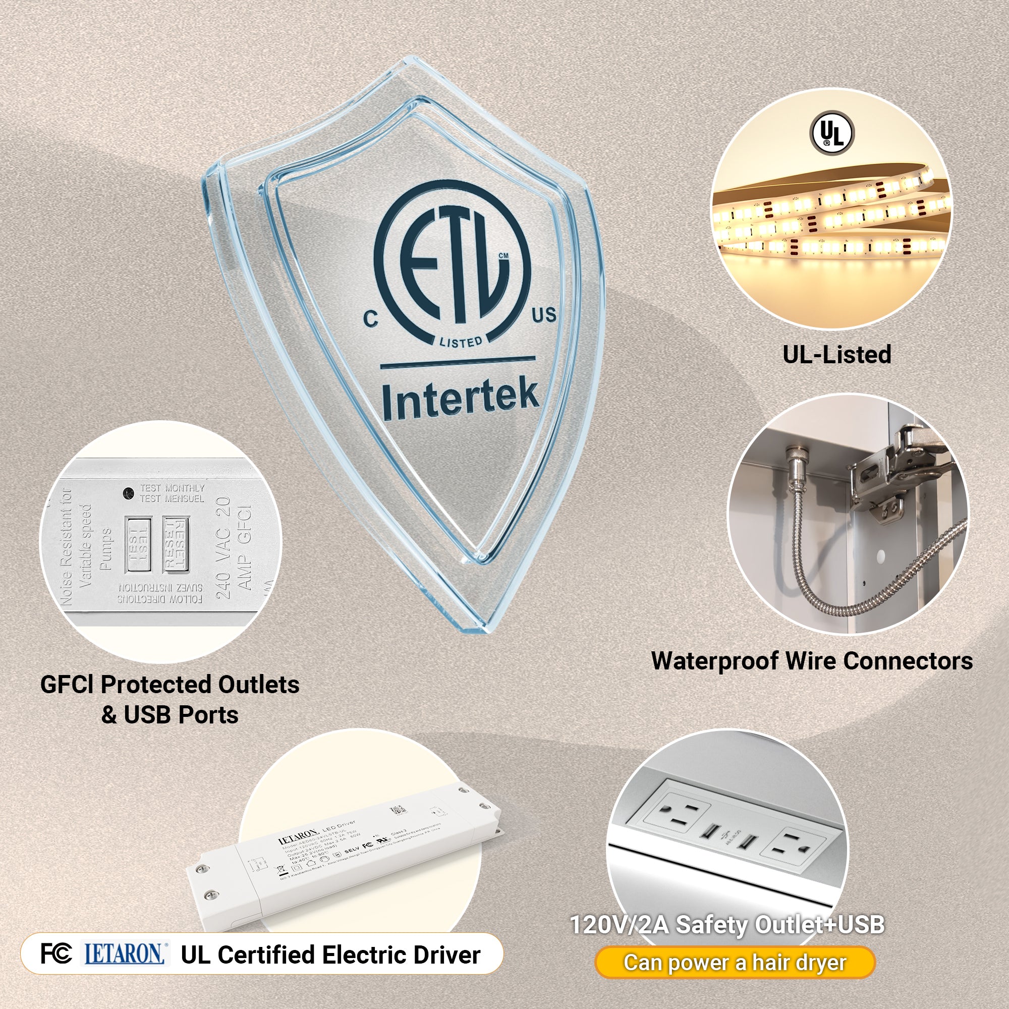 Auralux Pro 24x32'' LED Lighted Medicine Cabinet Mirror Right Hinge