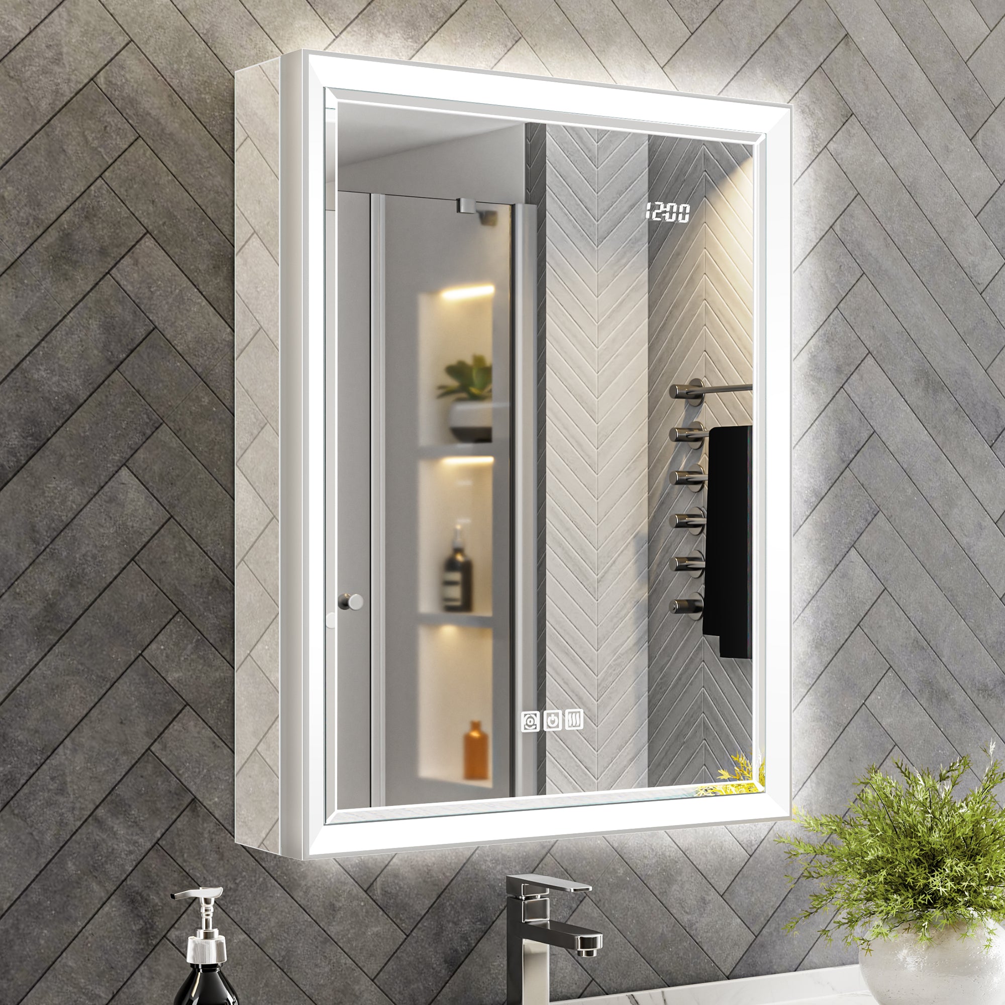 Prism 20x26'' Double-Beveled Artisan LED Medicine Cabinet Right-Hand Hinge