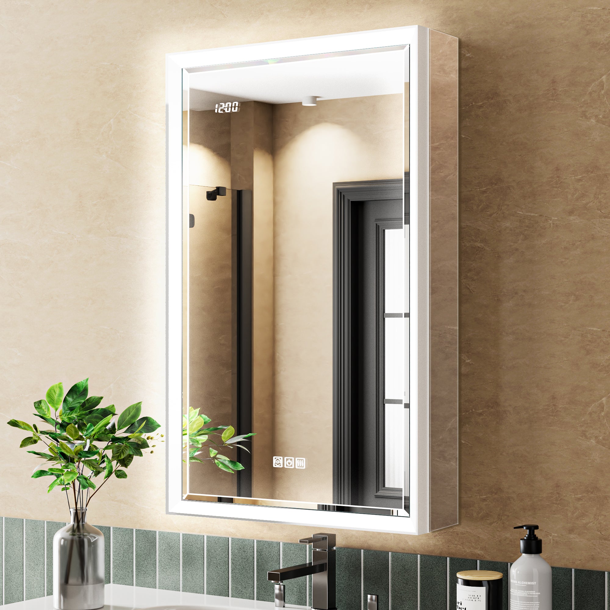 Prism 20x32'' Double-Beveled Artisan LED Medicine Cabinet Left-Hand Hinge