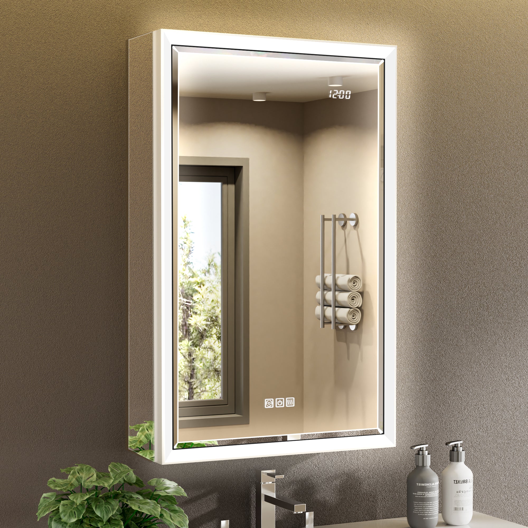 Prism 20x32'' Double-Beveled Artisan LED Medicine Cabinet Right-Hand Hinge