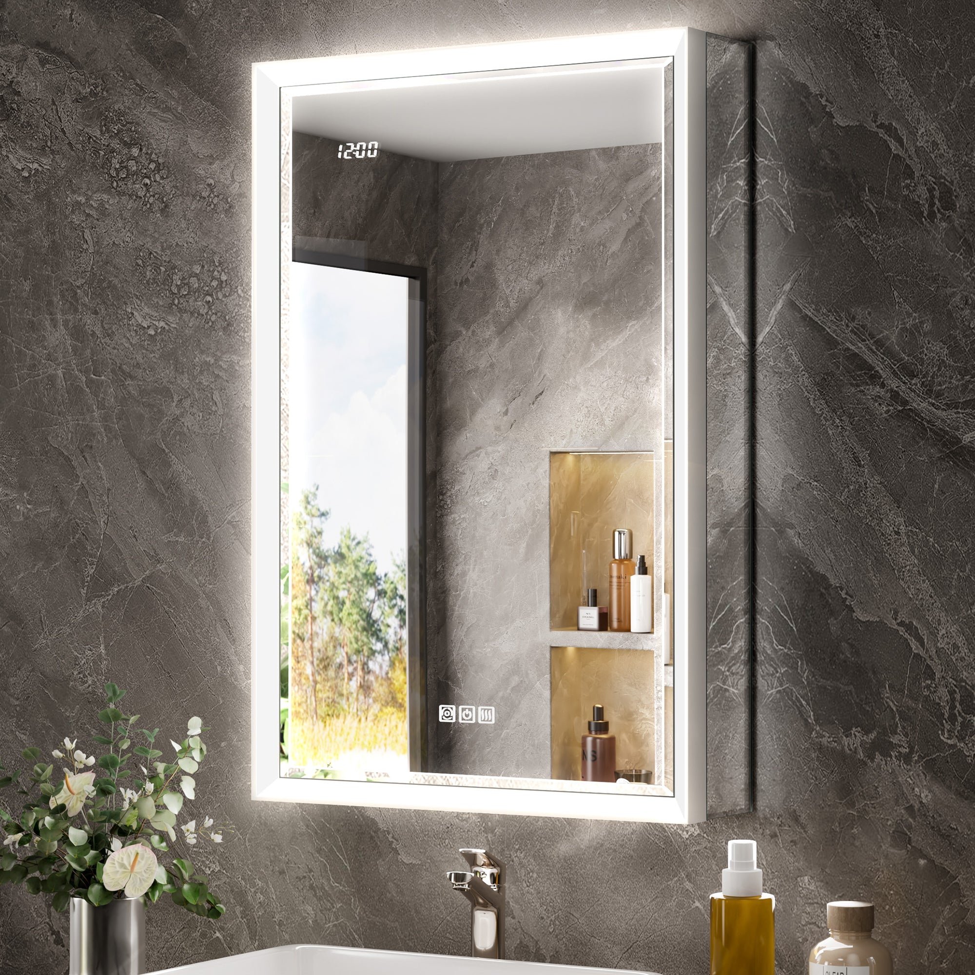 Prism 20x32'' Double-Beveled Artisan LED Medicine Cabinet Left-Hand Hinge