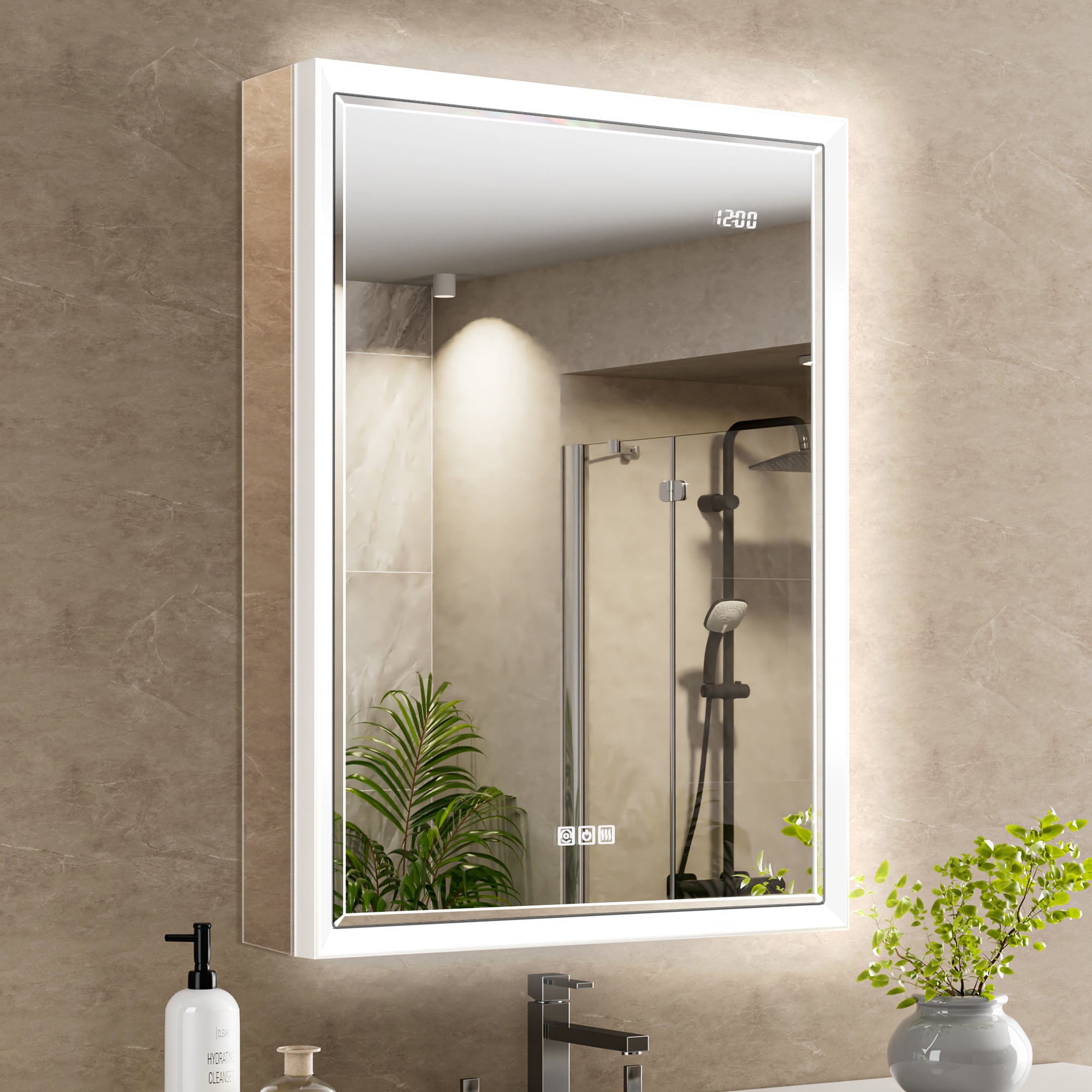 Prism 24x32'' Double-Beveled Artisan LED Medicine Cabinet Right-Hand Hinge