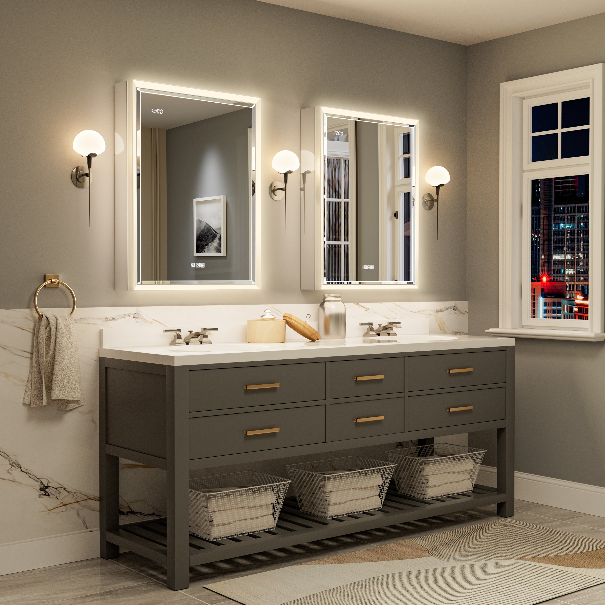 Prism 24x32'' Double-Beveled Artisan LED Medicine Cabinet Left-Hand Hinge