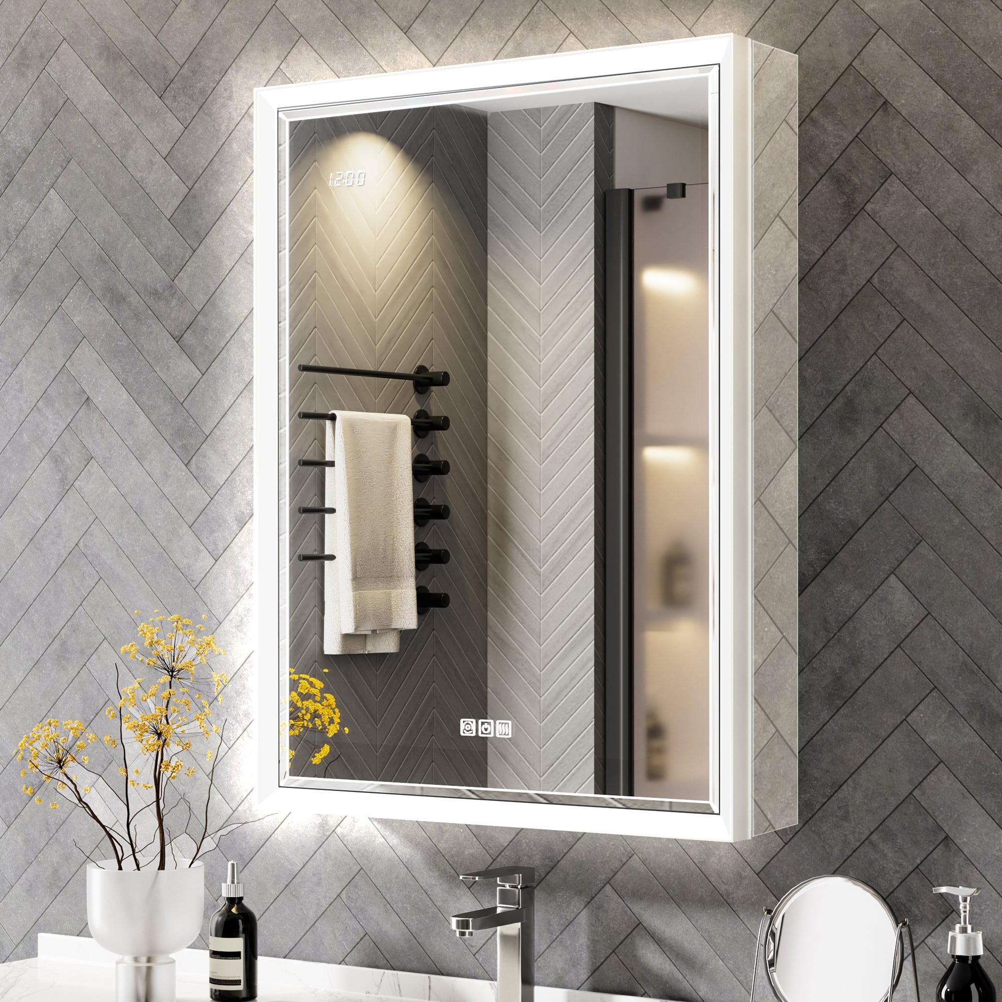 Prism 24x32'' Double-Beveled Artisan LED Medicine Cabinet Left-Hand Hinge