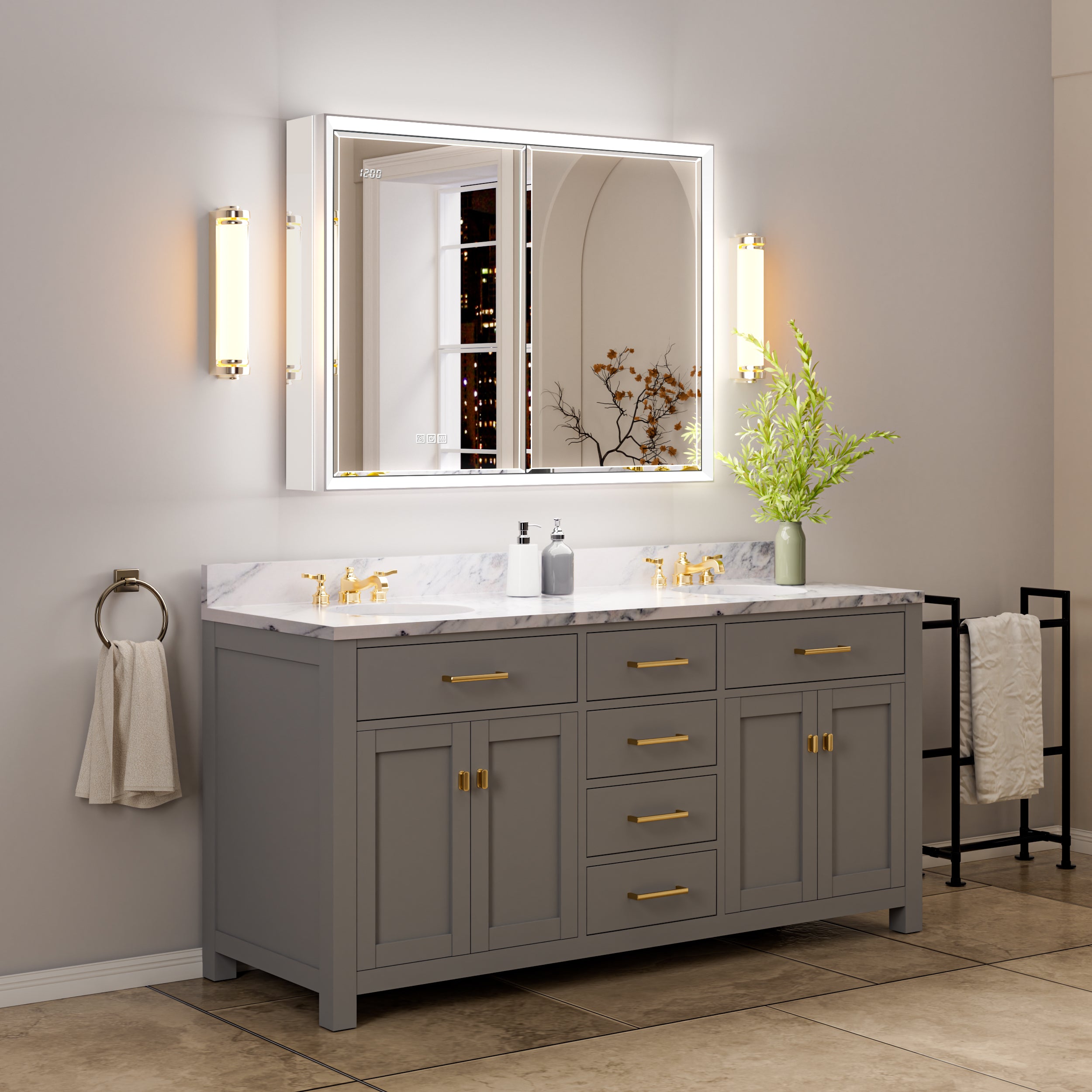 Prism 40x30'' Double-Beveled Artisan LED Medicine Cabinet