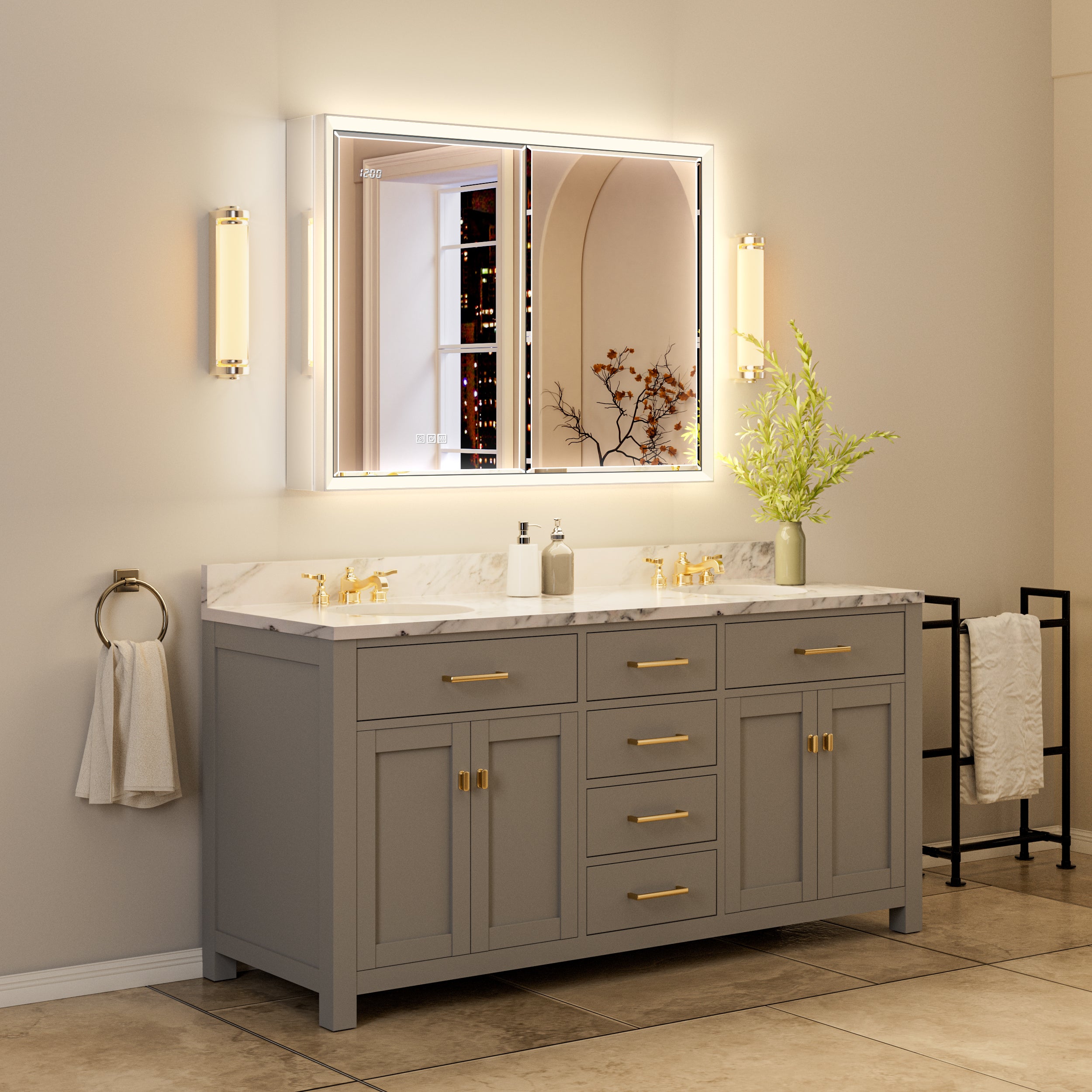 Prism 40x30'' Double-Beveled Artisan LED Medicine Cabinet