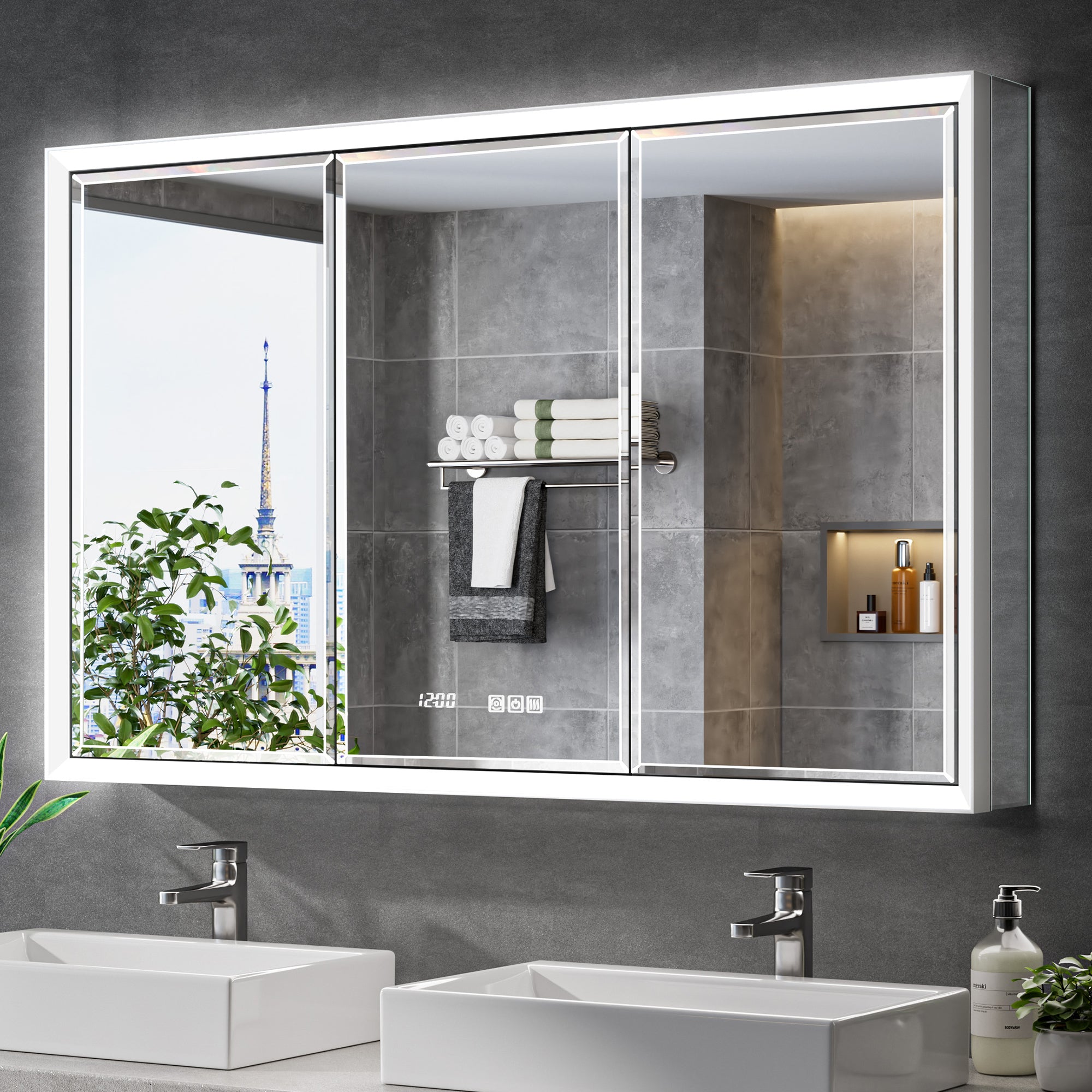 Prism 48x30'' Double-Beveled Artisan LED Medicine Cabinet