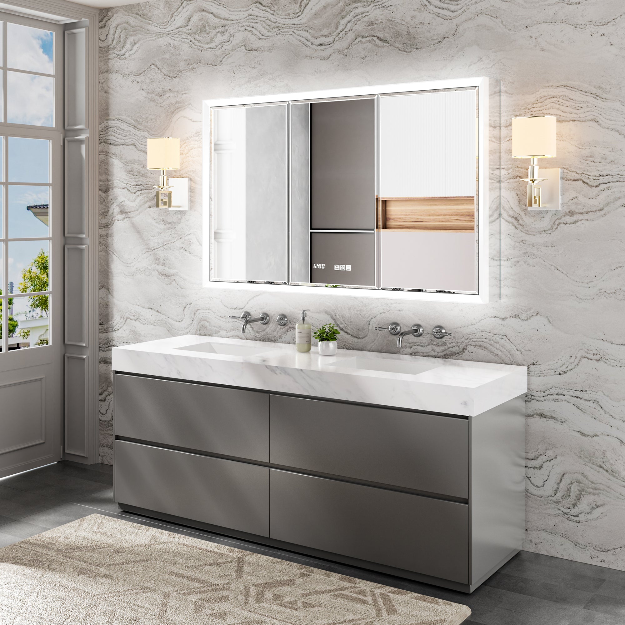 Prism 48x30'' Double-Beveled Artisan LED Medicine Cabinet