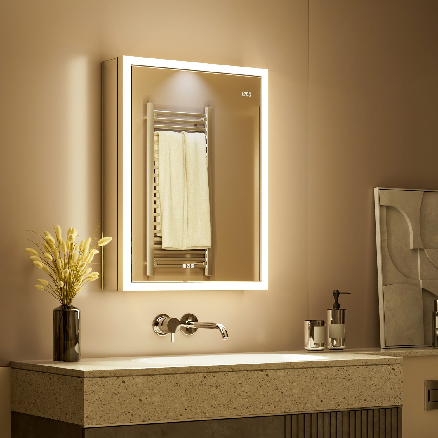 Apex 24x32'' Intelligent Anti-Fog LED Medicine Cabinet – Right Hinge