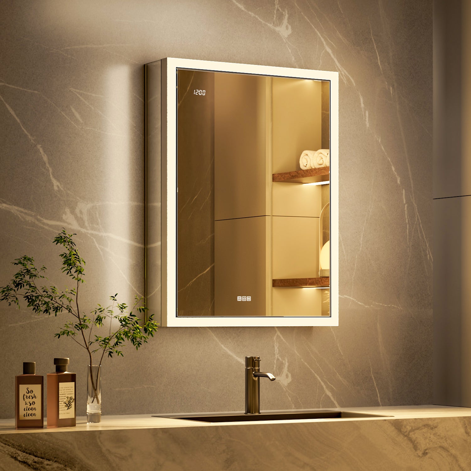 Apex 24x32'' Intelligent Anti-Fog LED Medicine Cabinet – Left Hinge