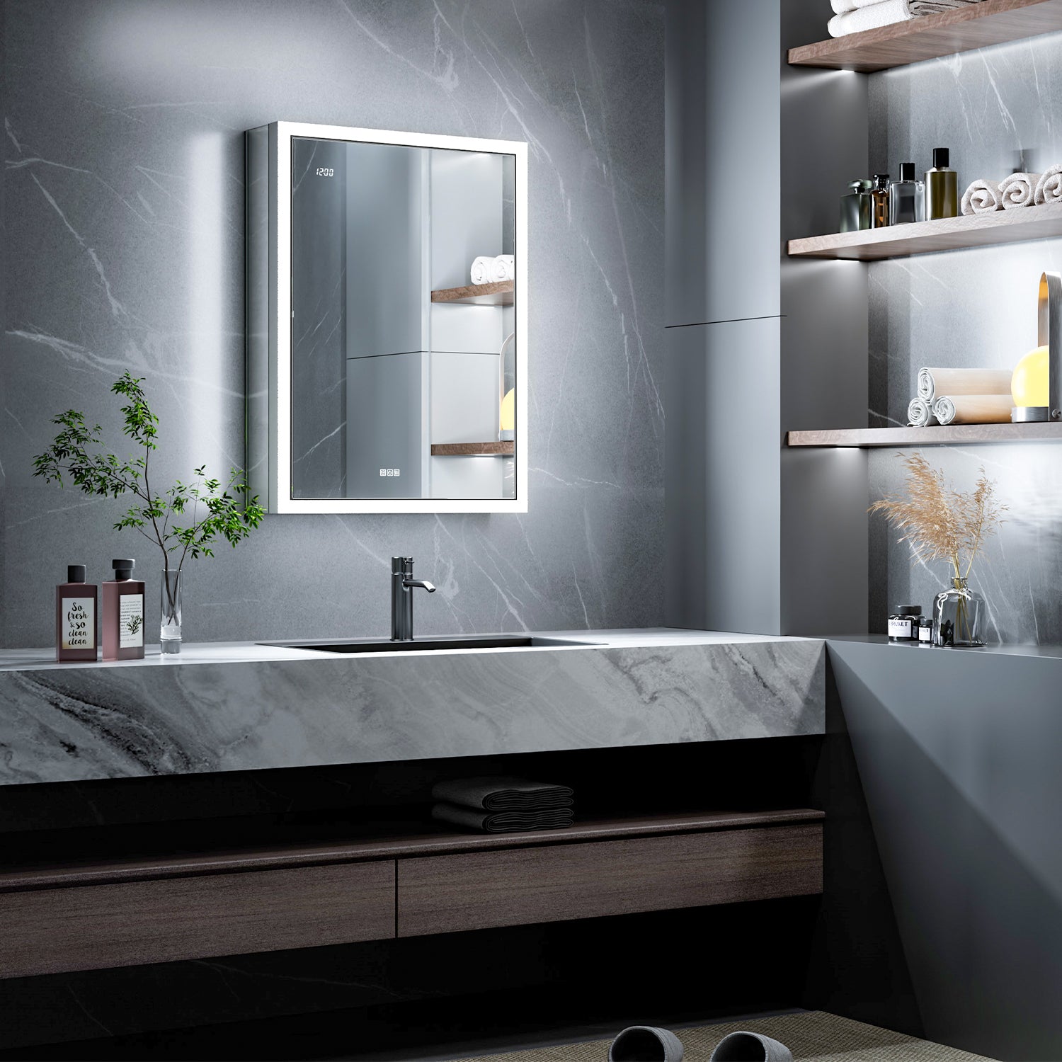 Apex 24x32'' Intelligent Anti-Fog LED Medicine Cabinet – Left Hinge