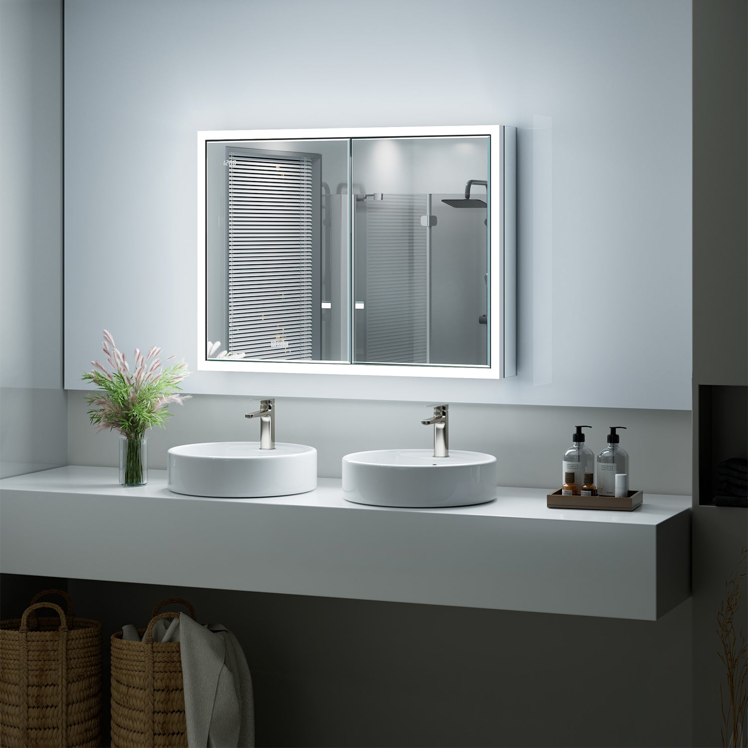 Apex 40x30'' Intelligent Anti-Fog LED Medicine Cabinet