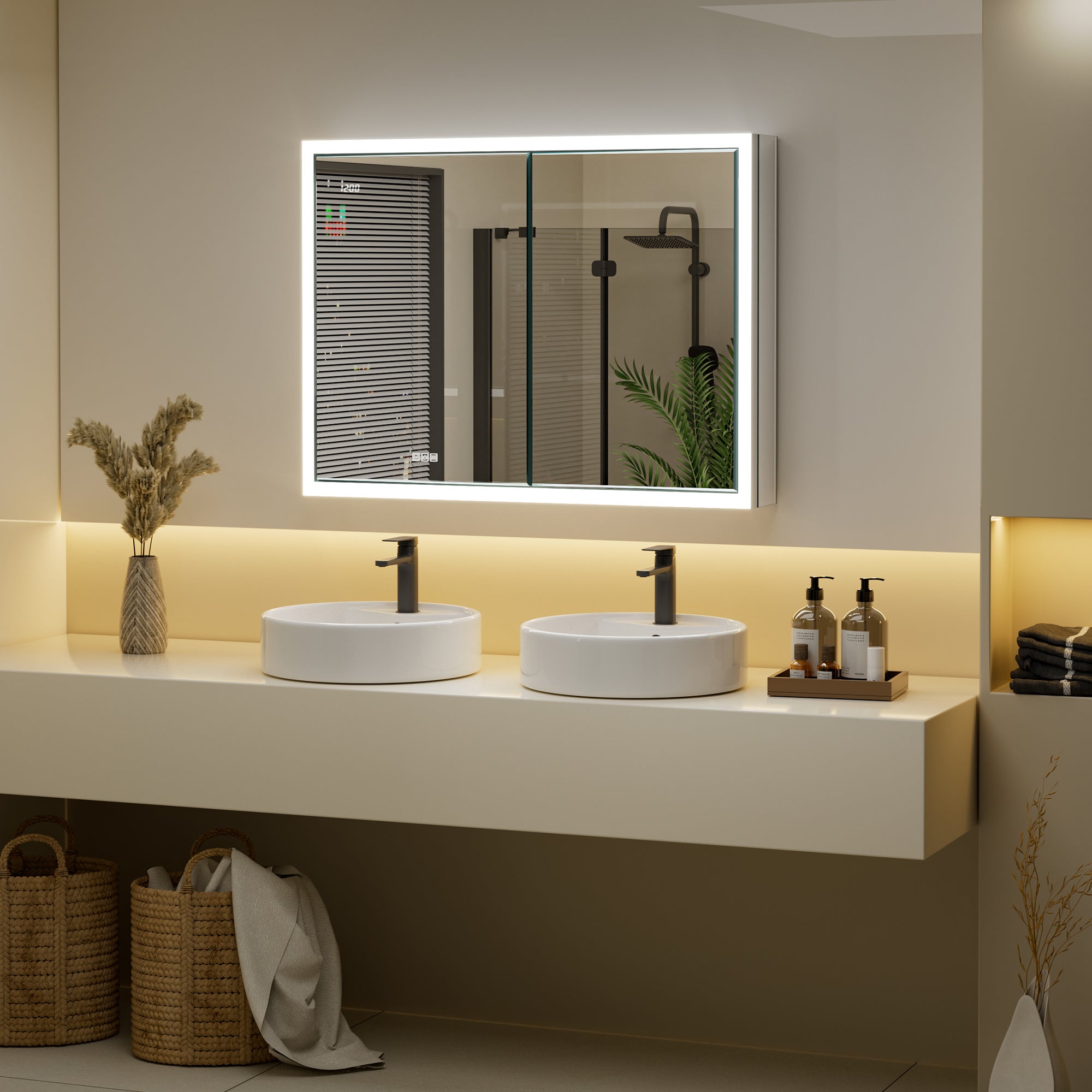Apex 40x30'' Intelligent Anti-Fog LED Medicine Cabinet