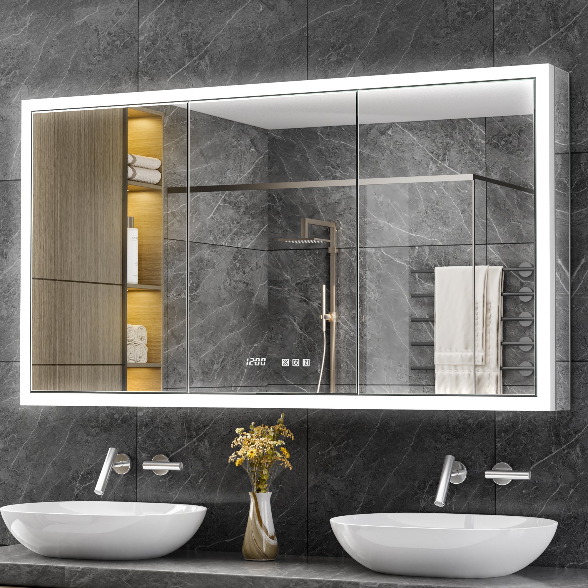 Apex 54x30'' Intelligent Anti-Fog LED Medicine Cabinet