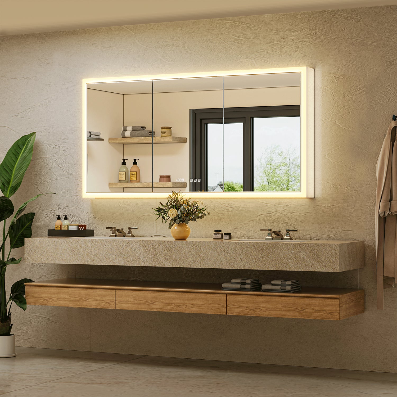 Apex 60x30'' Intelligent Anti-Fog LED Medicine Cabinet