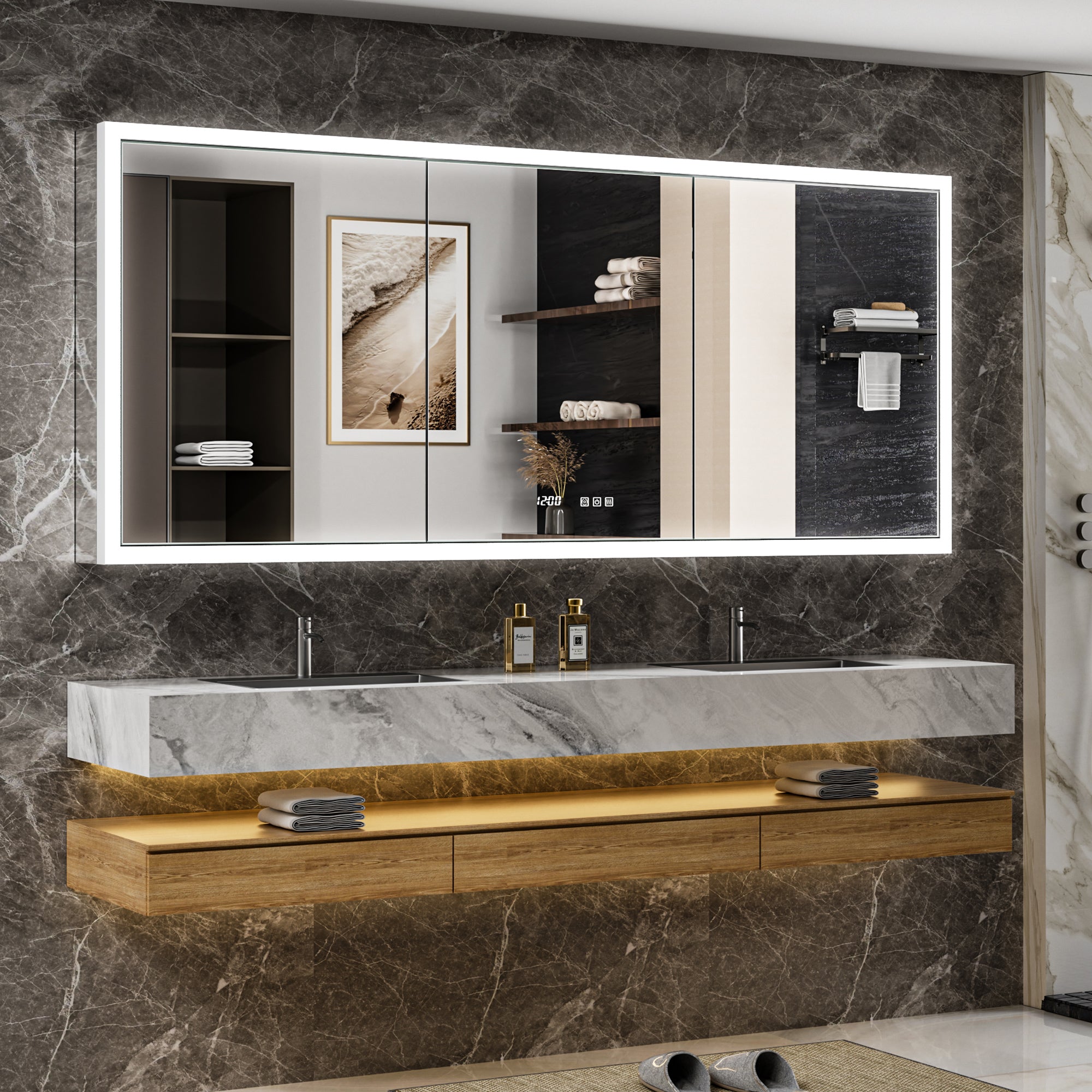 Apex 72x30'' Intelligent Anti-Fog LED Medicine Cabinet
