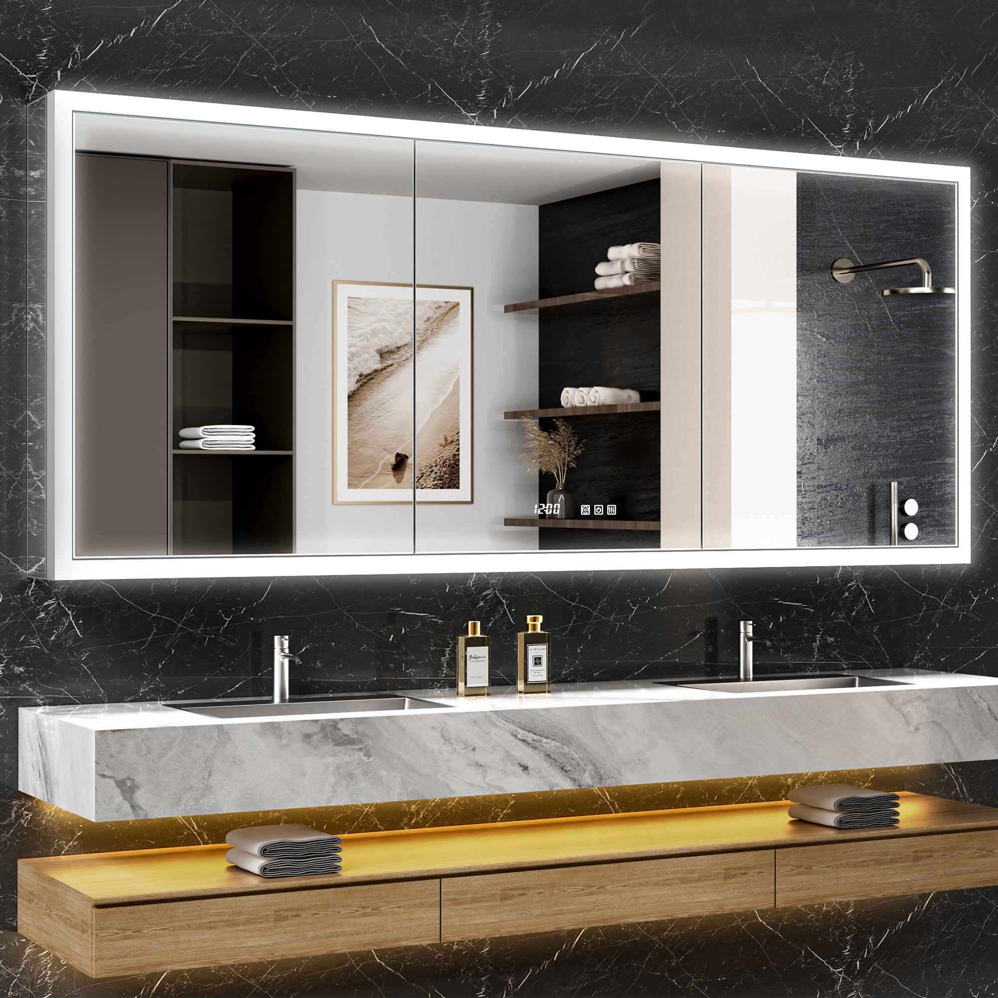 Apex 72x30'' Intelligent Anti-Fog LED Medicine Cabinet