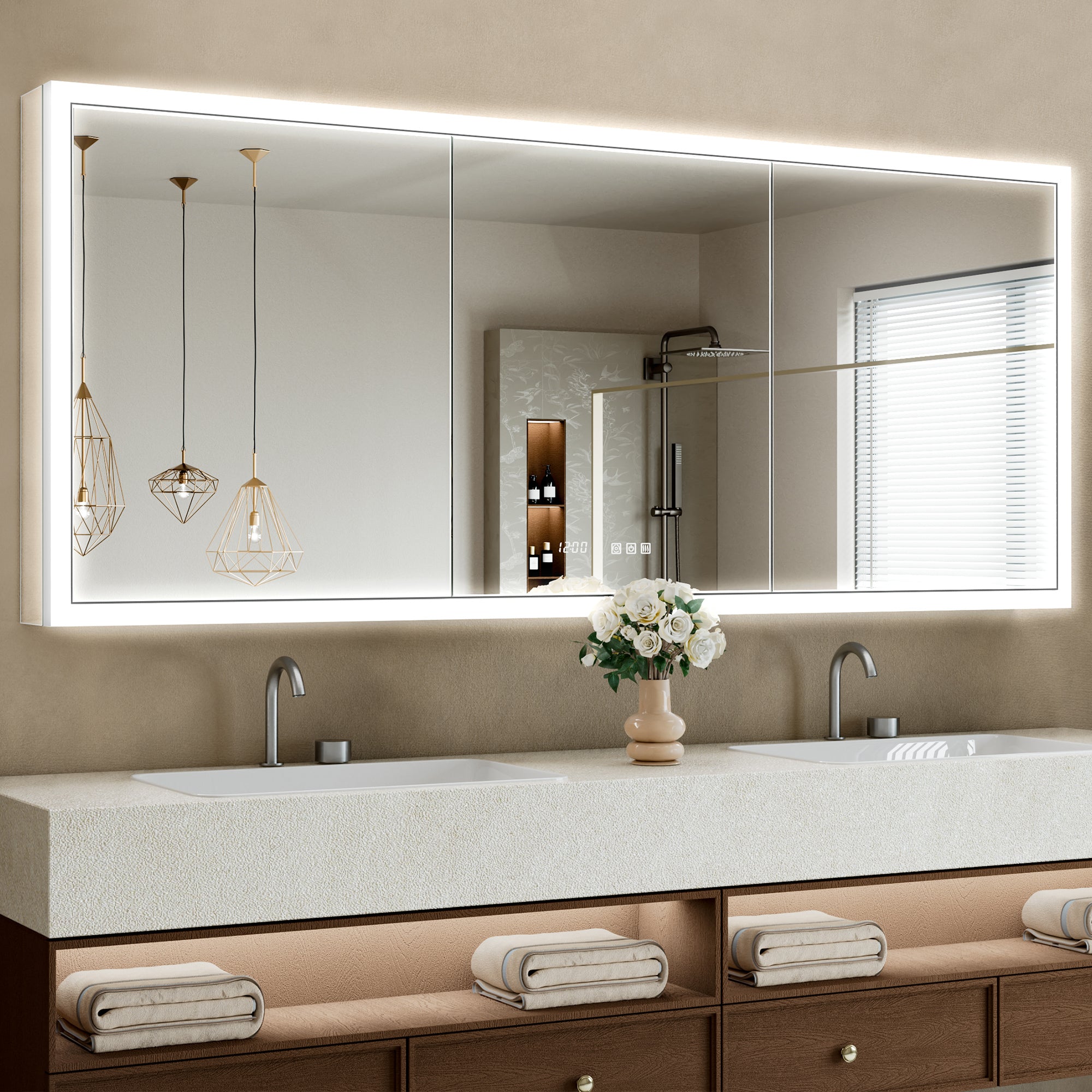 Apex 72x30'' Intelligent Anti-Fog LED Medicine Cabinet