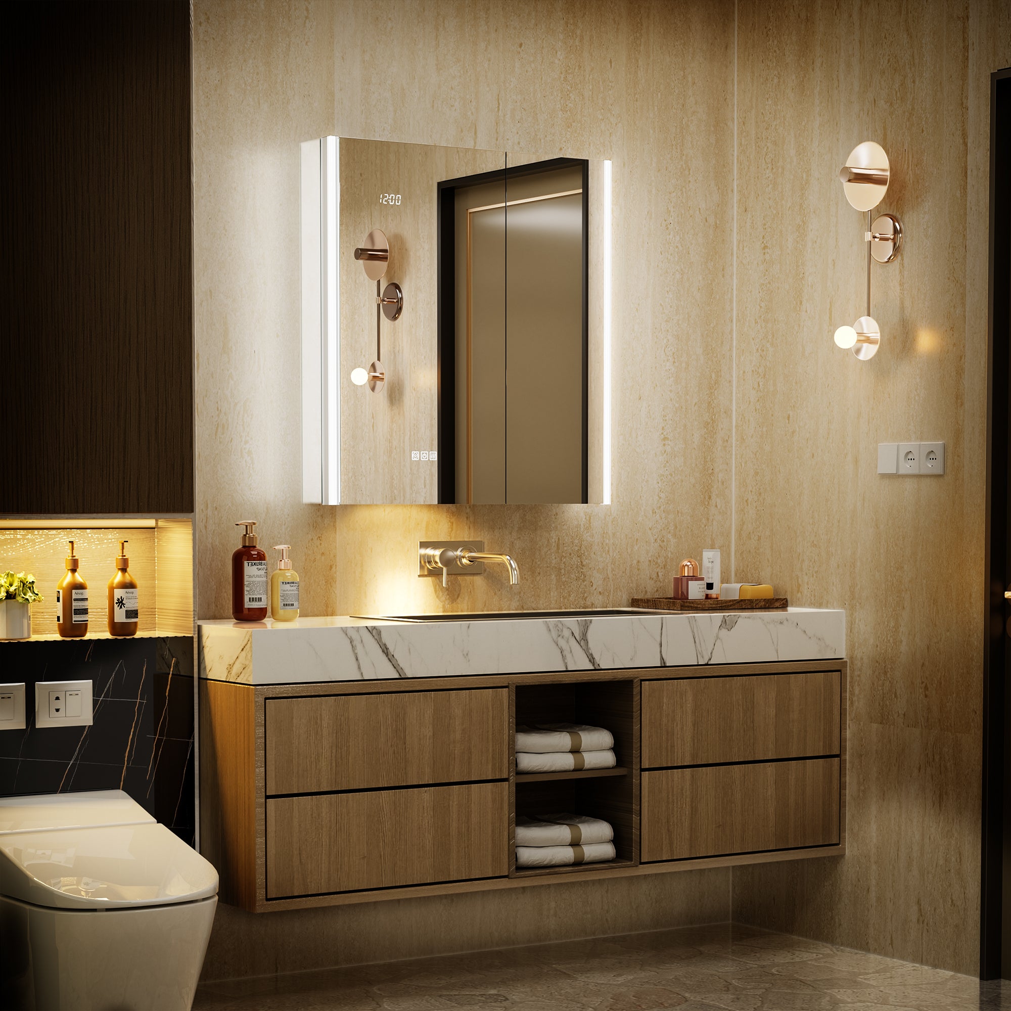 Auralux Core 30x32'' Front-Lit LED Medicine Cabinet Mirror