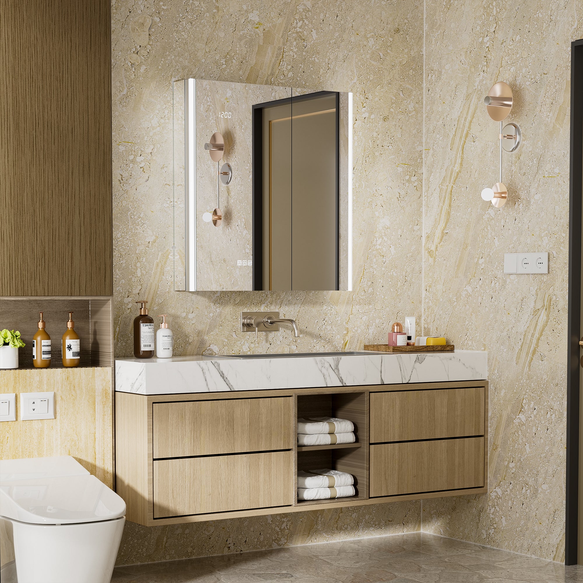 Auralux Core 30x32'' Front-Lit LED Medicine Cabinet Mirror