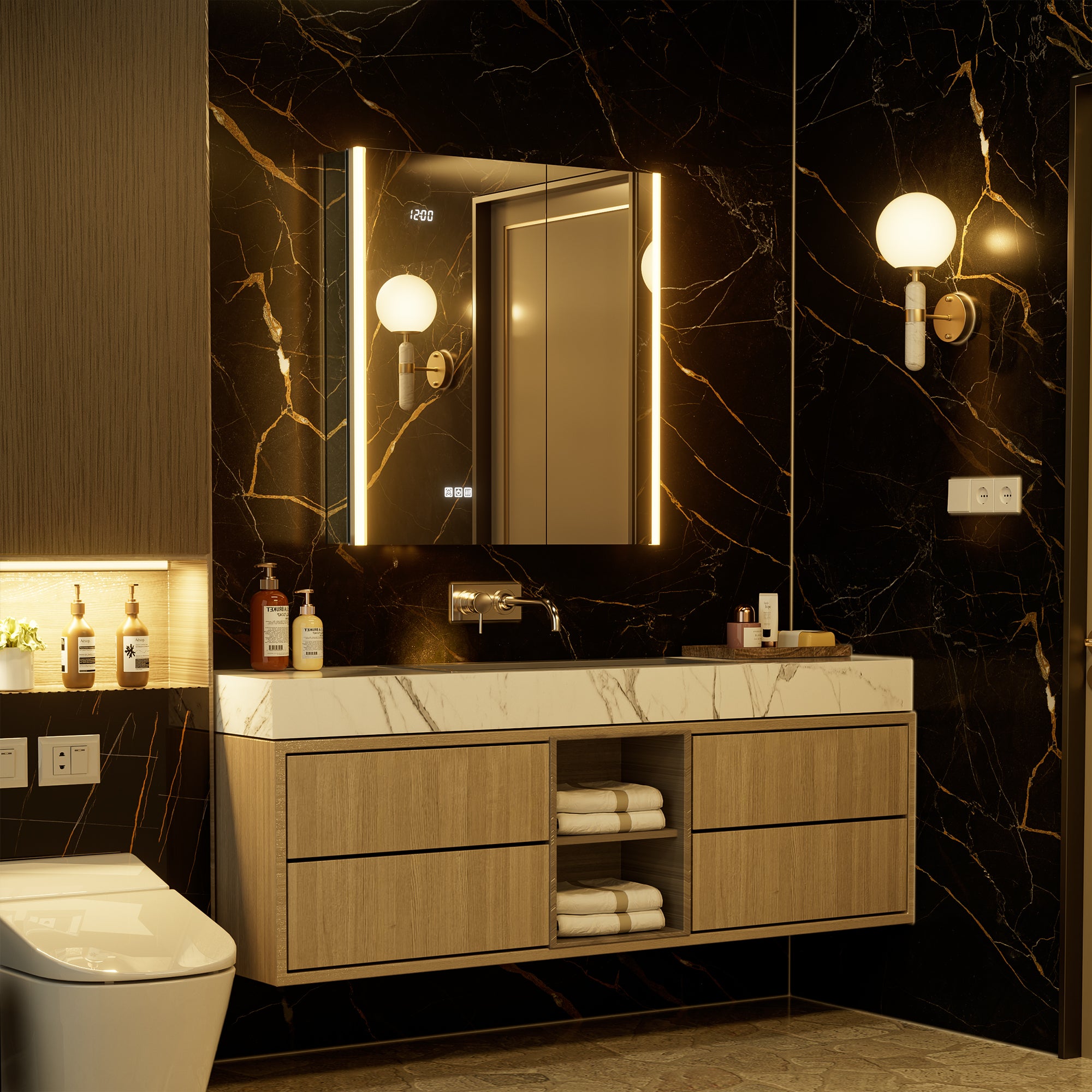 Auralux Core 30x32'' Front-Lit LED Medicine Cabinet Mirror