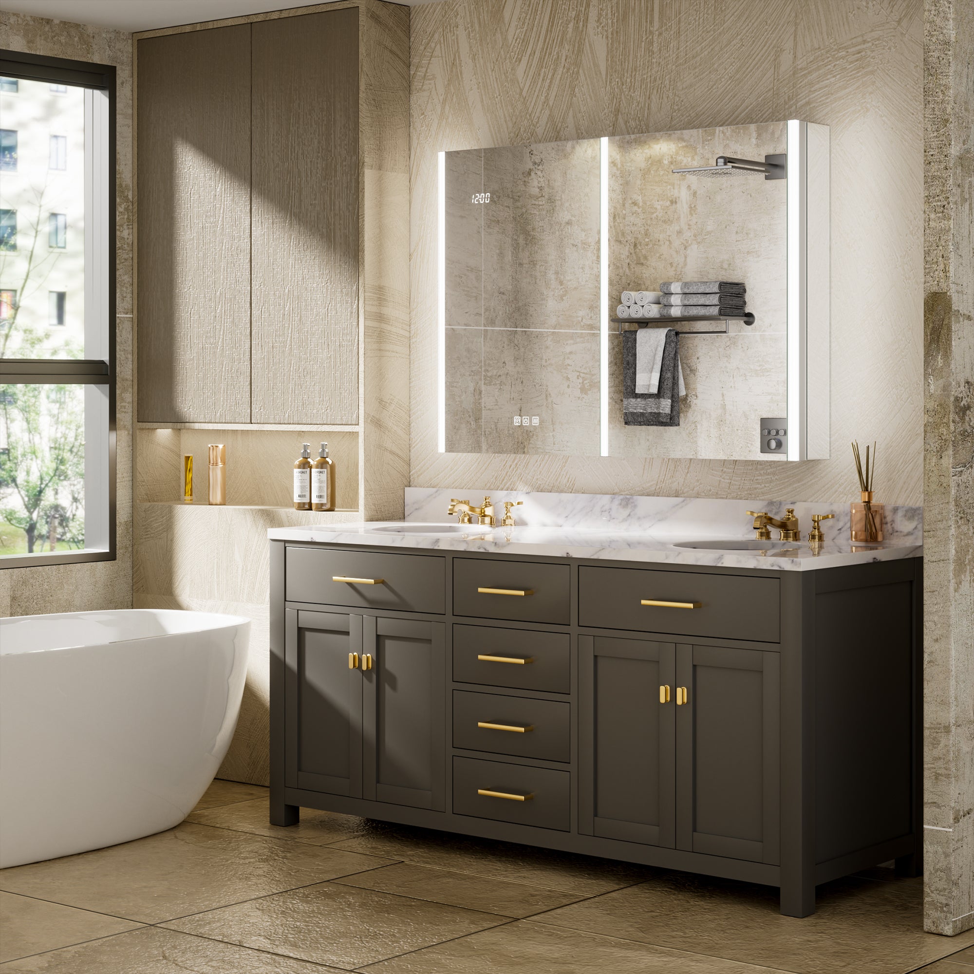 Auralux Core 40x30'' Front-Lit LED Medicine Cabinet Mirror