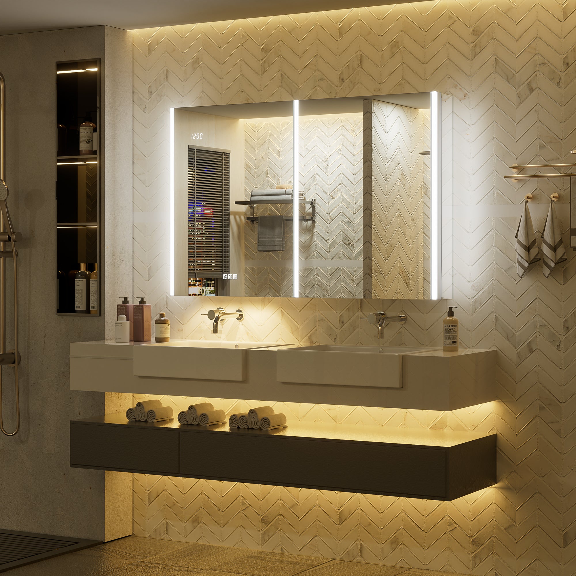 Auralux Core 48x30'' Front-Lit LED Medicine Cabinet Mirror