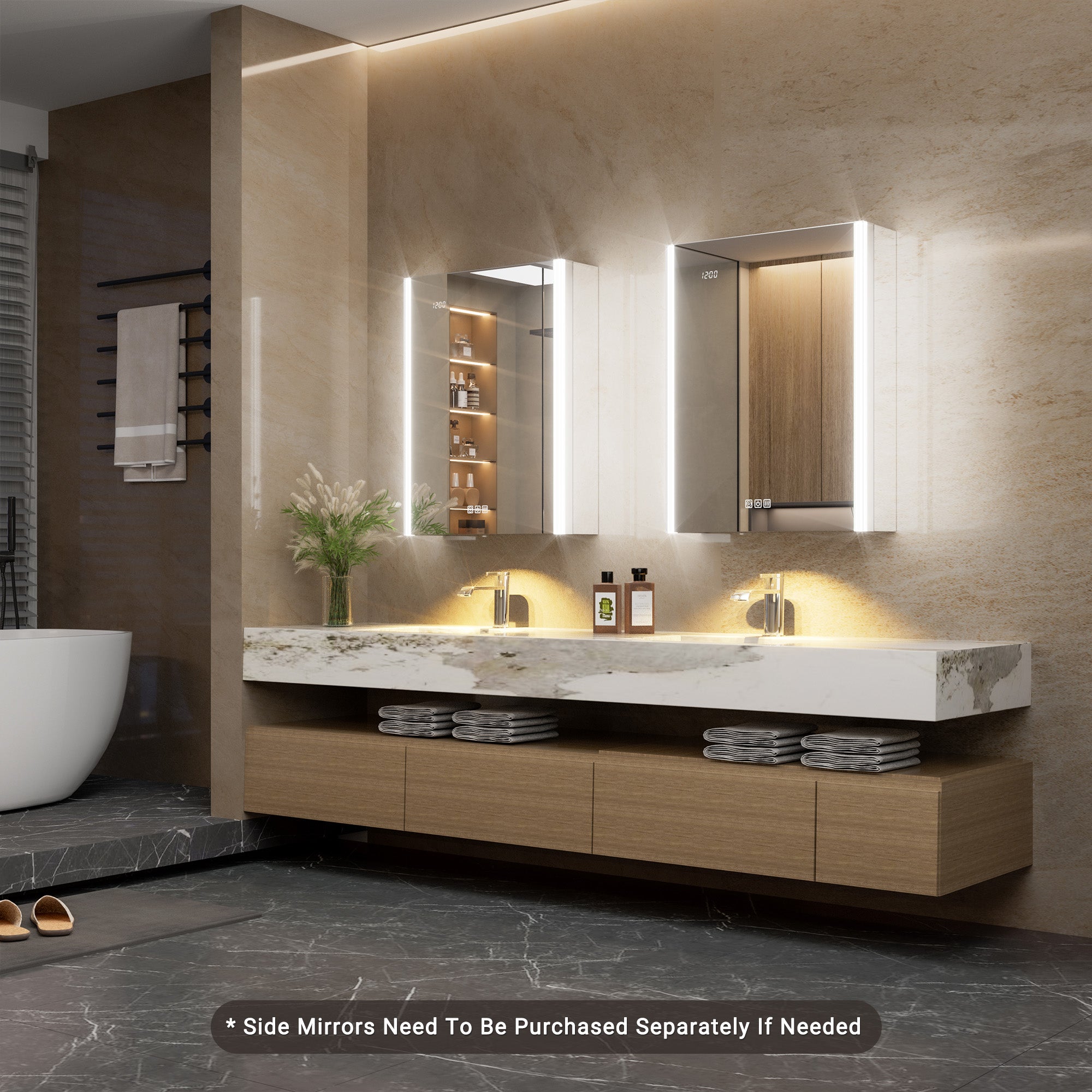 Auralux Pro 24x32'' LED Lighted Medicine Cabinet Mirror Right Hinge