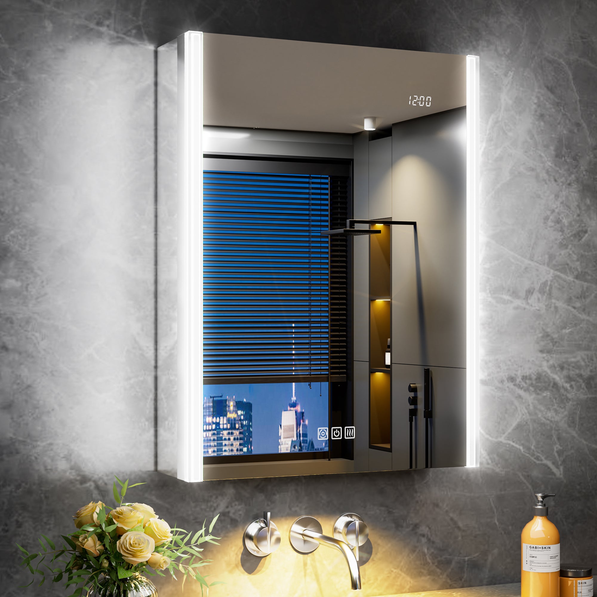 Auralux Pro 24x32'' LED Lighted Medicine Cabinet Mirror Right Hinge